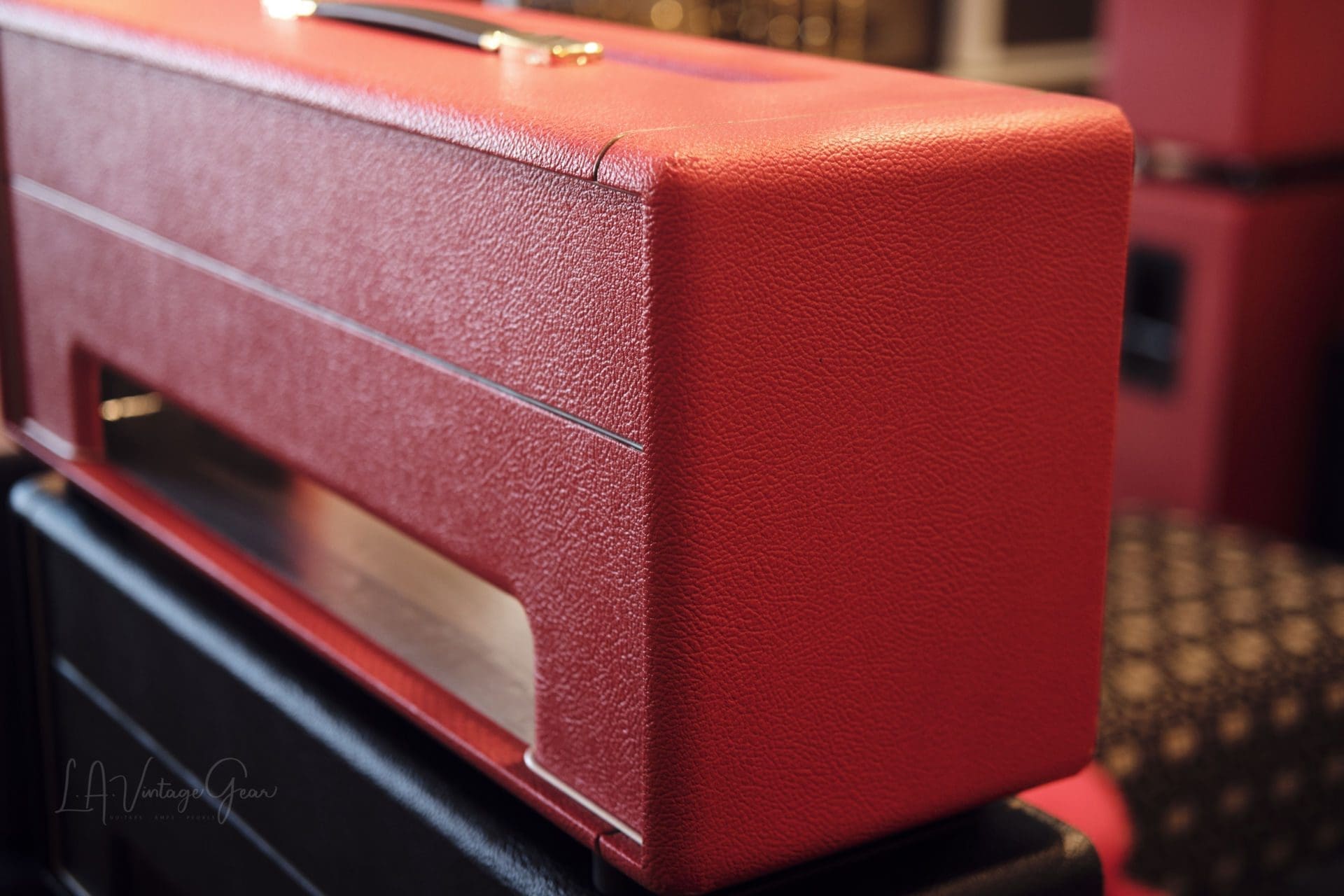 L.A. Vintage Gear Marshall Style Headshell - Red Tolex with Gold Piping- Brand New! - Image 2