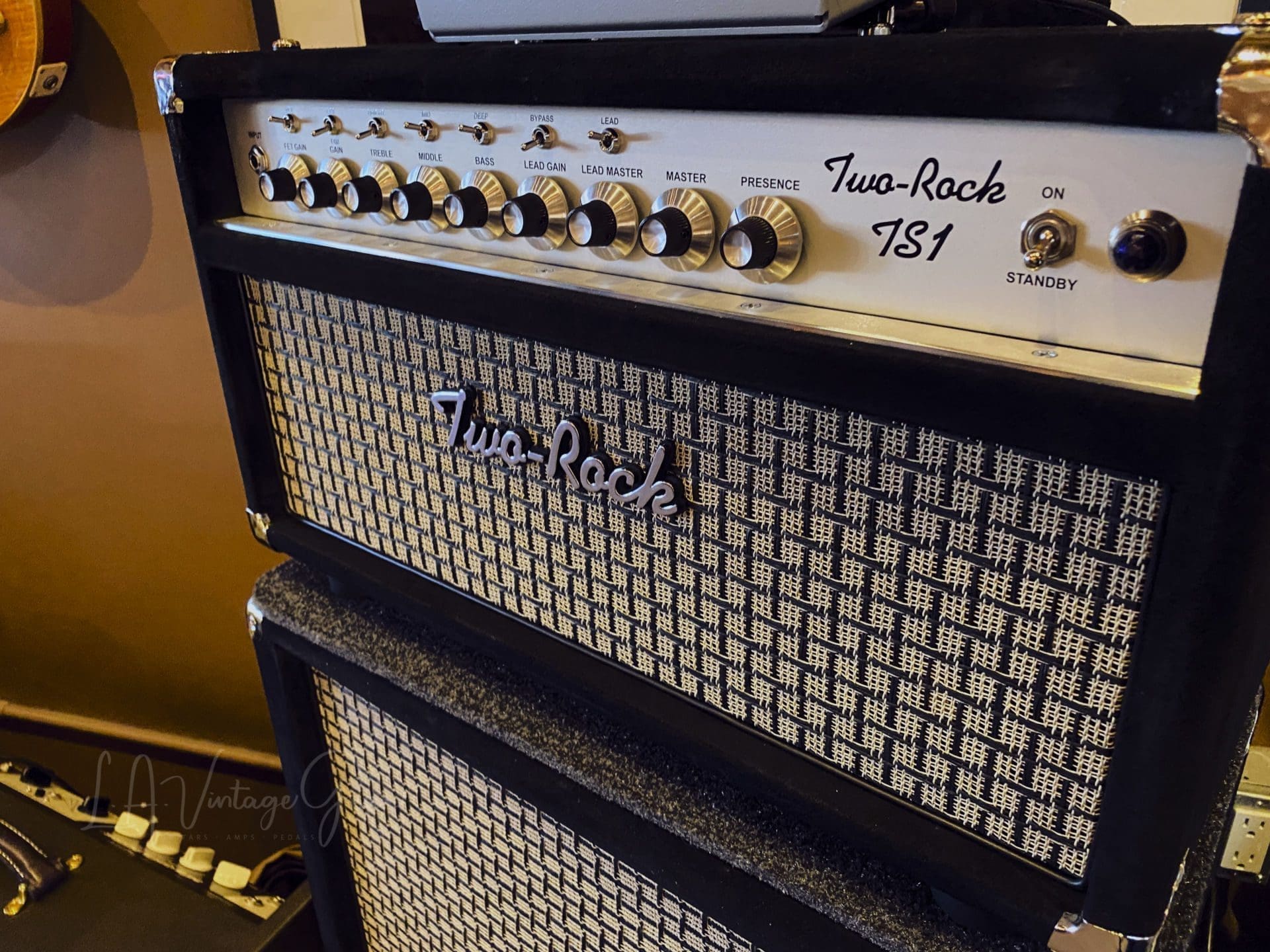 (Pre-Order) Two Rock TS1 Guitar Amplifier Head & 2x12 Vertical Speaker Cab - Black Suede & Checker Grill!