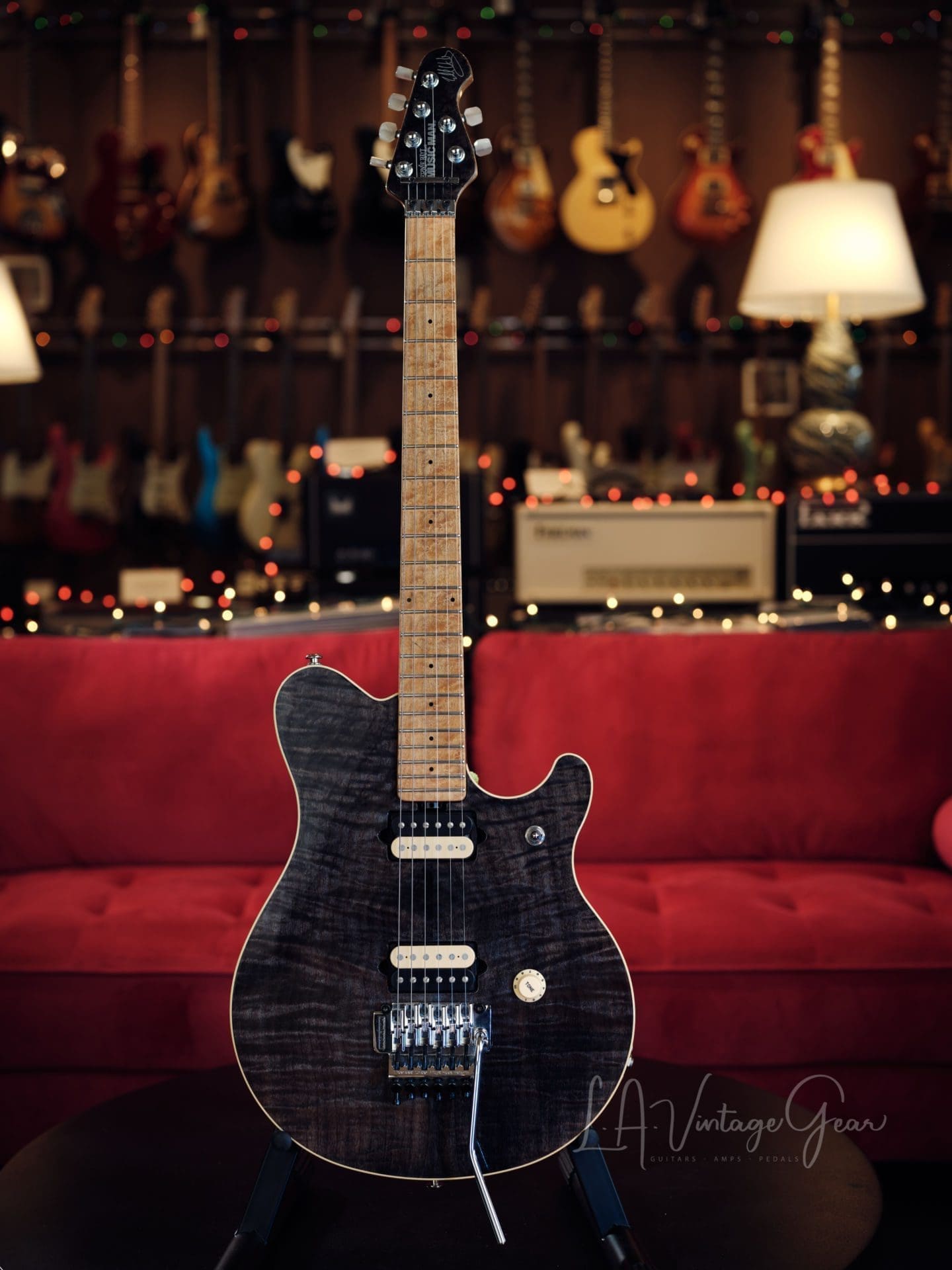 Ernie Ball Music Man 1991 EVH Wolfgang Electric Guitar - Black Translucent Finish