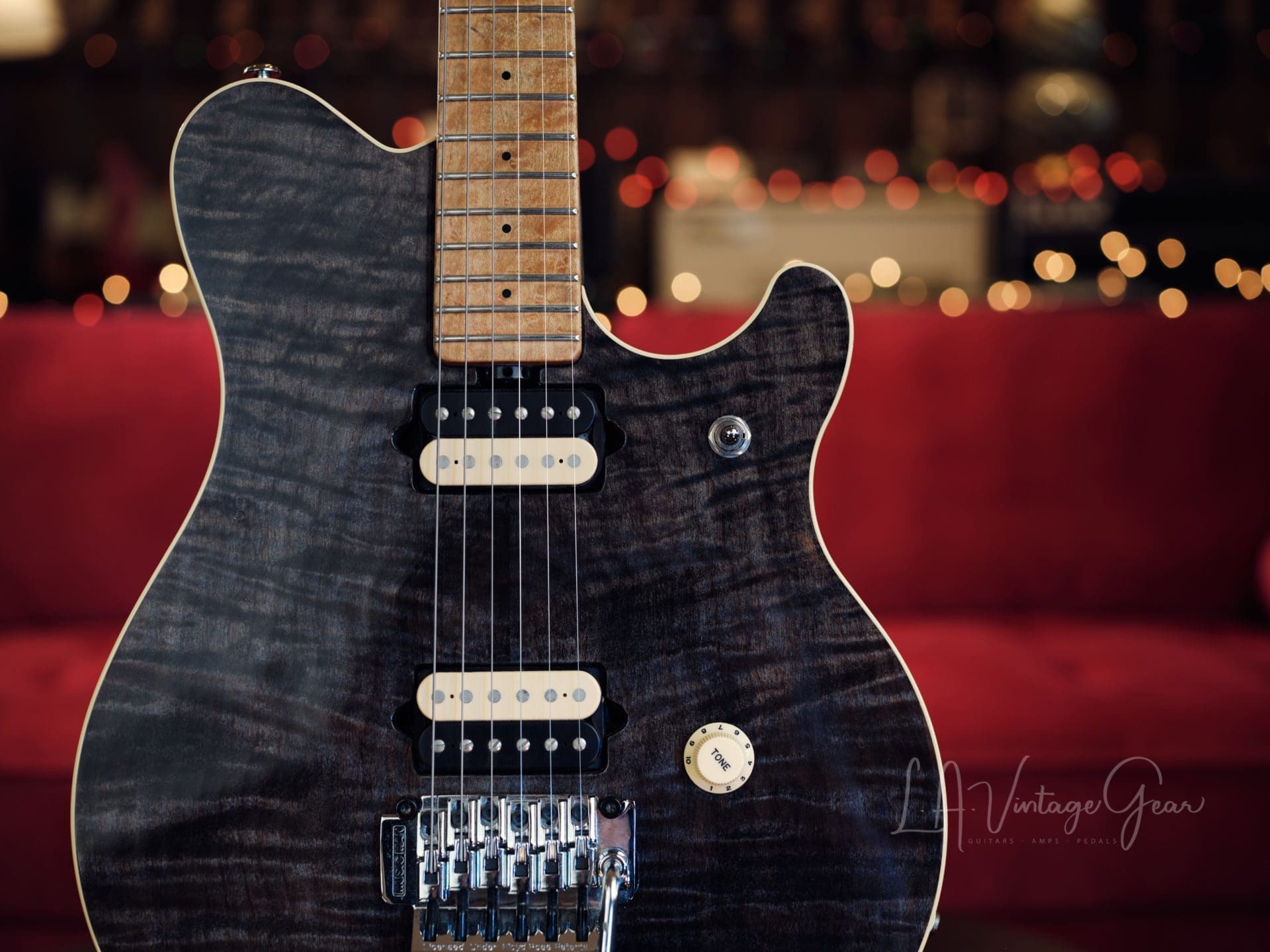 Ernie Ball Music Man 1991 EVH Wolfgang Electric Guitar - Black Translucent Finish - Image 2
