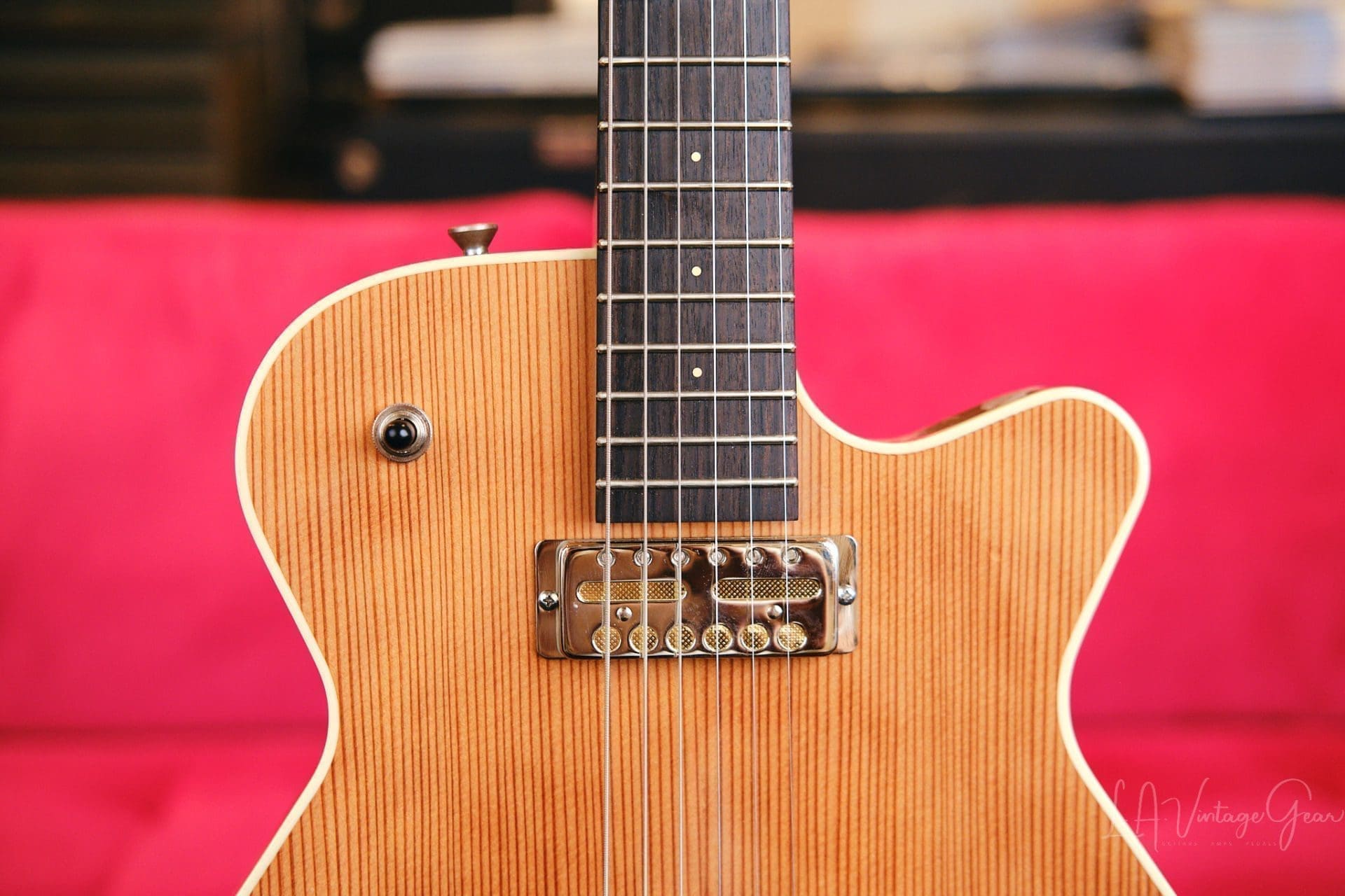 Grez "Mendocino" Natural Single Cut Electric Guitar - Solid Old Growth Redwood Top & Lollar Gold Foil Pickups! - Image 3