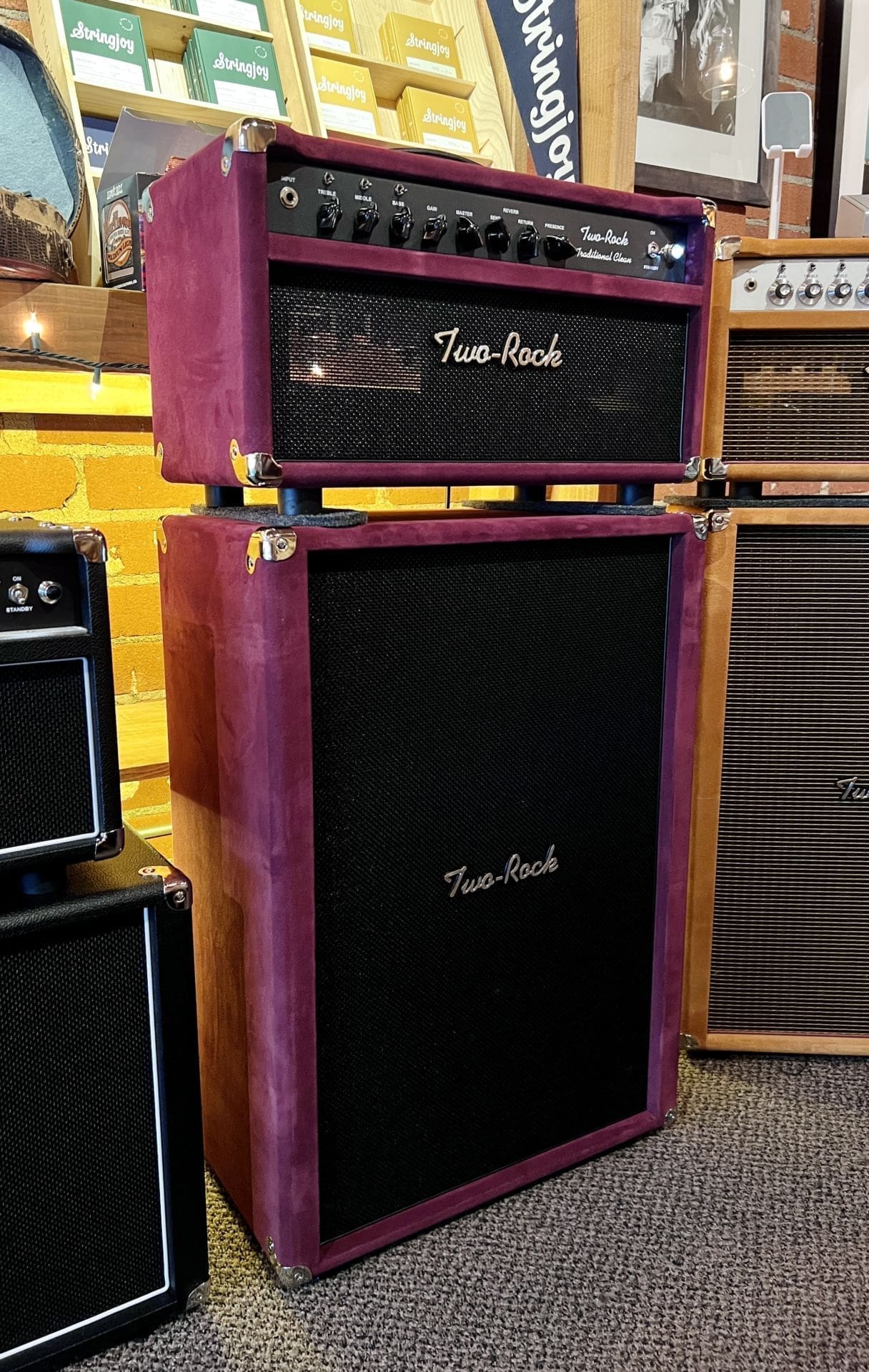 Two Rock Traditional Clean 100 Watt Head and 2x12 Open Back Cab - Burgundy Suede and Black Matrix Cloth - Brand New!