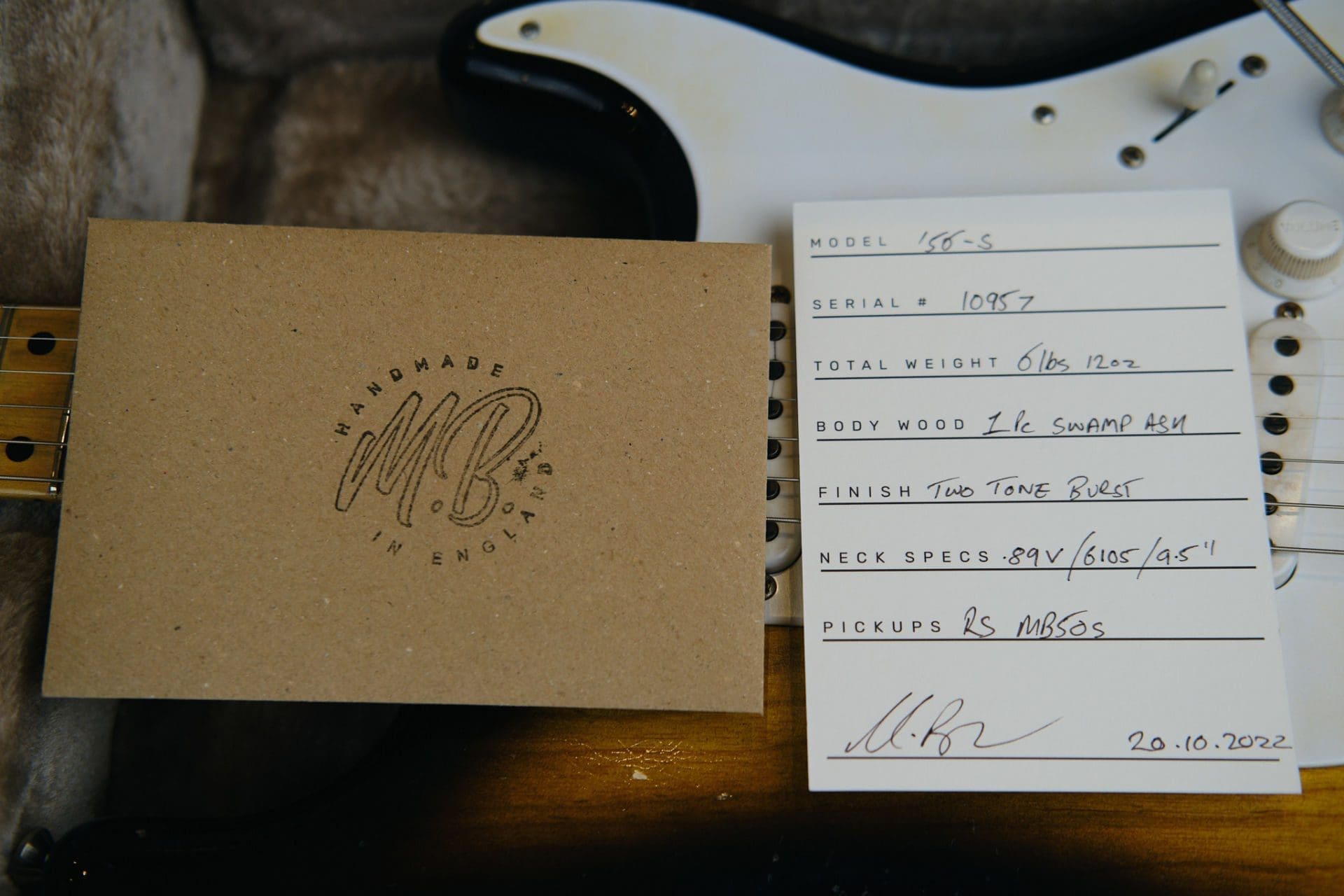 Mike Bowes "MB"'56 S-Style 2 Tone Burst Relic'd Electric Guitar-Made In The UK Serial#10957 -Brand New! - Image 23