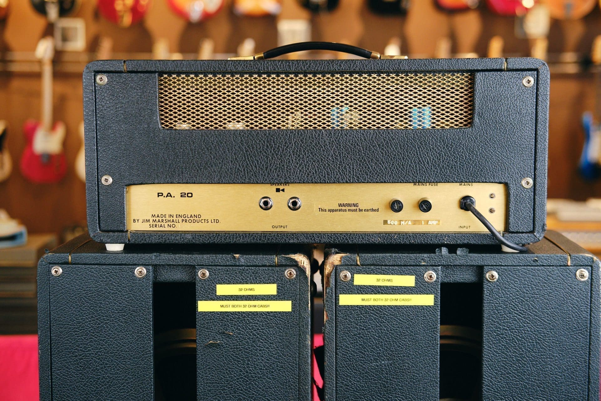 Marshall 1973 PA20 JMP Head & Matching 1917 2x10 Speaker Columns - Image 12