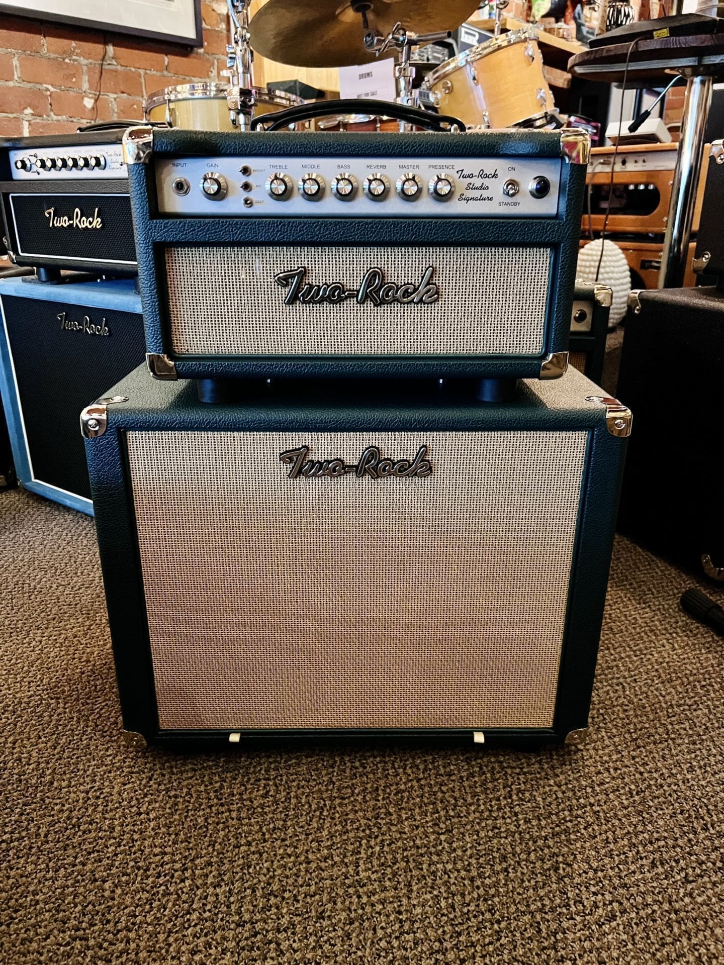 Two Rock Studio Signature 35W Head and 1x12 Closed Back Cab - British Racing Green Tolex