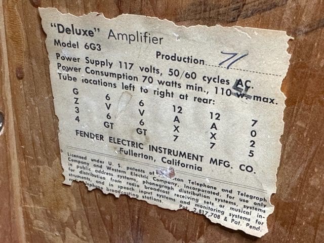 Fender 1962 Brown Deluxe Guitar Amplifier - 6G3 Circuit! Great Shape with Re-Coned Original Speaker! - Image 12