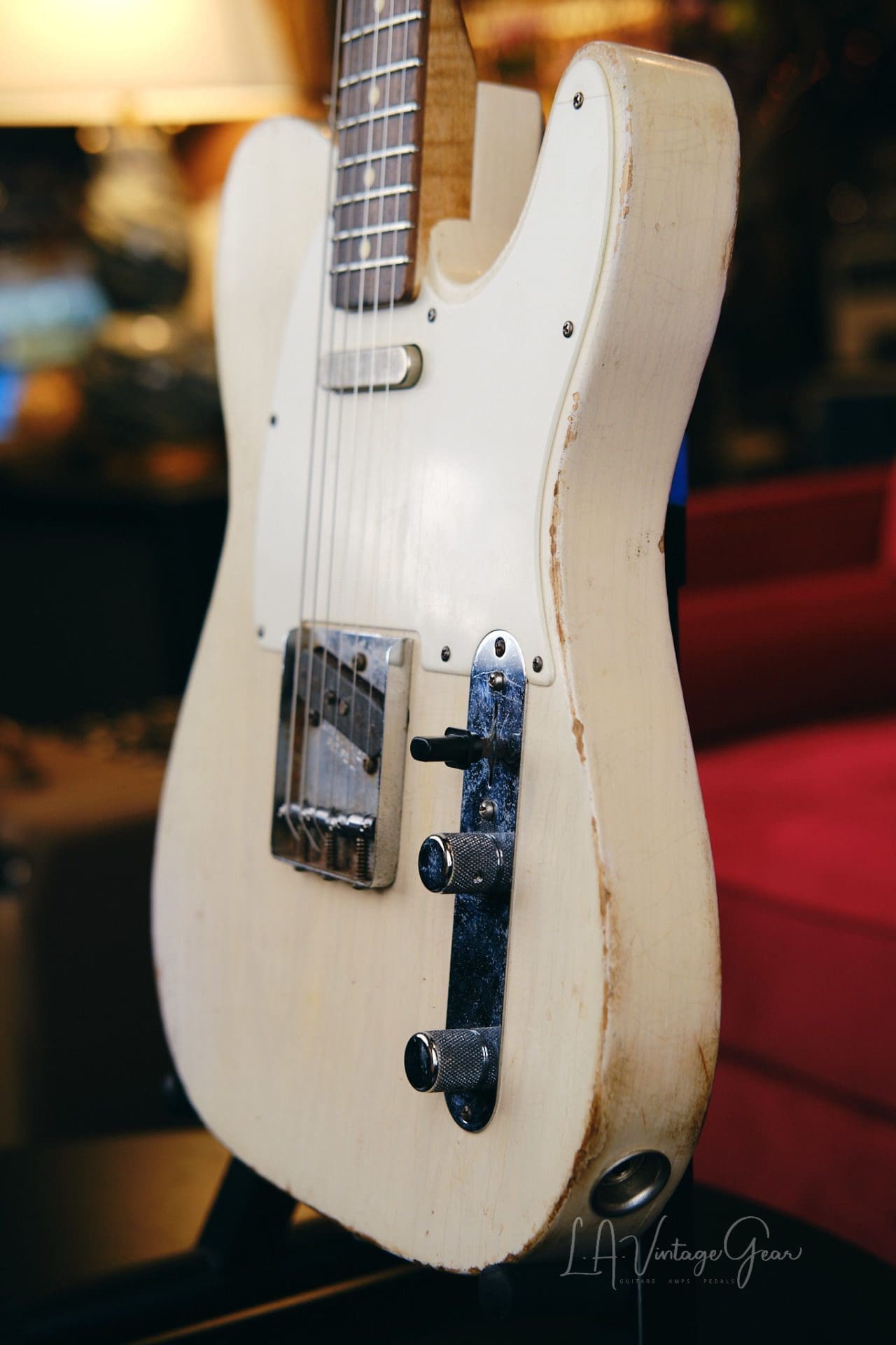 Danocaster Single Cut Whiteguard Electric Guitar – Blonde Finish