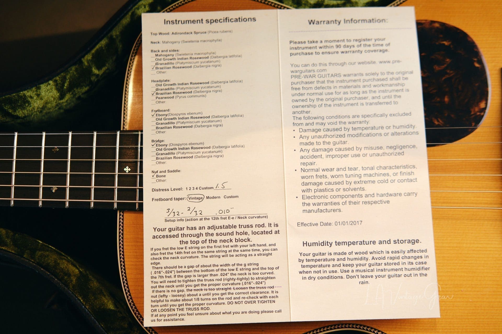 Pre War Guitars Co. " Double-Aught" Model Acoustic Guitar - Brazillian Rosewood Back & Sides! Brand New & In Stock! - Image 24