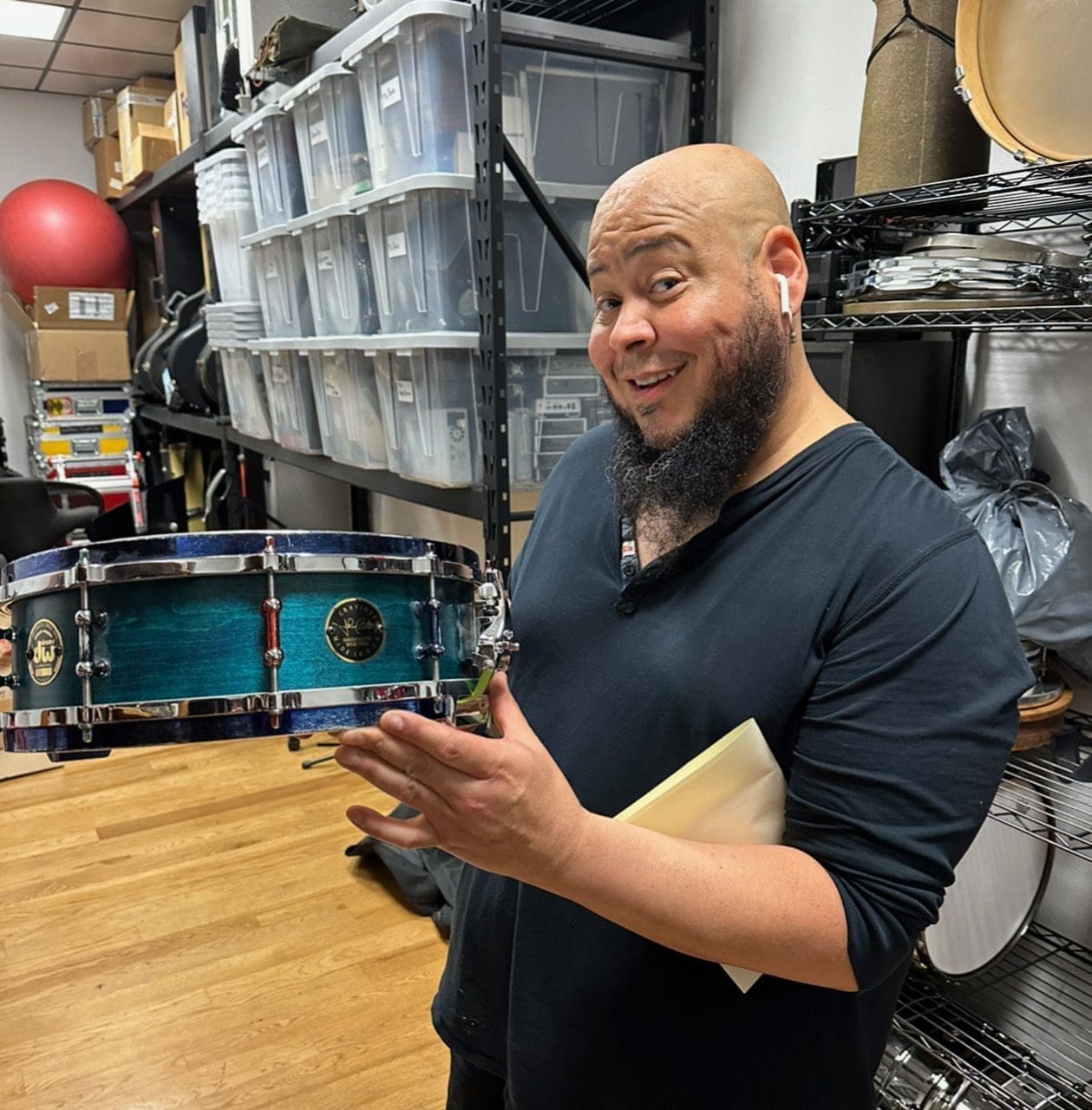 Craviotto DW Wood Snare in Blue 3.5"x14" - Owned by Abe Laboriel Jr!