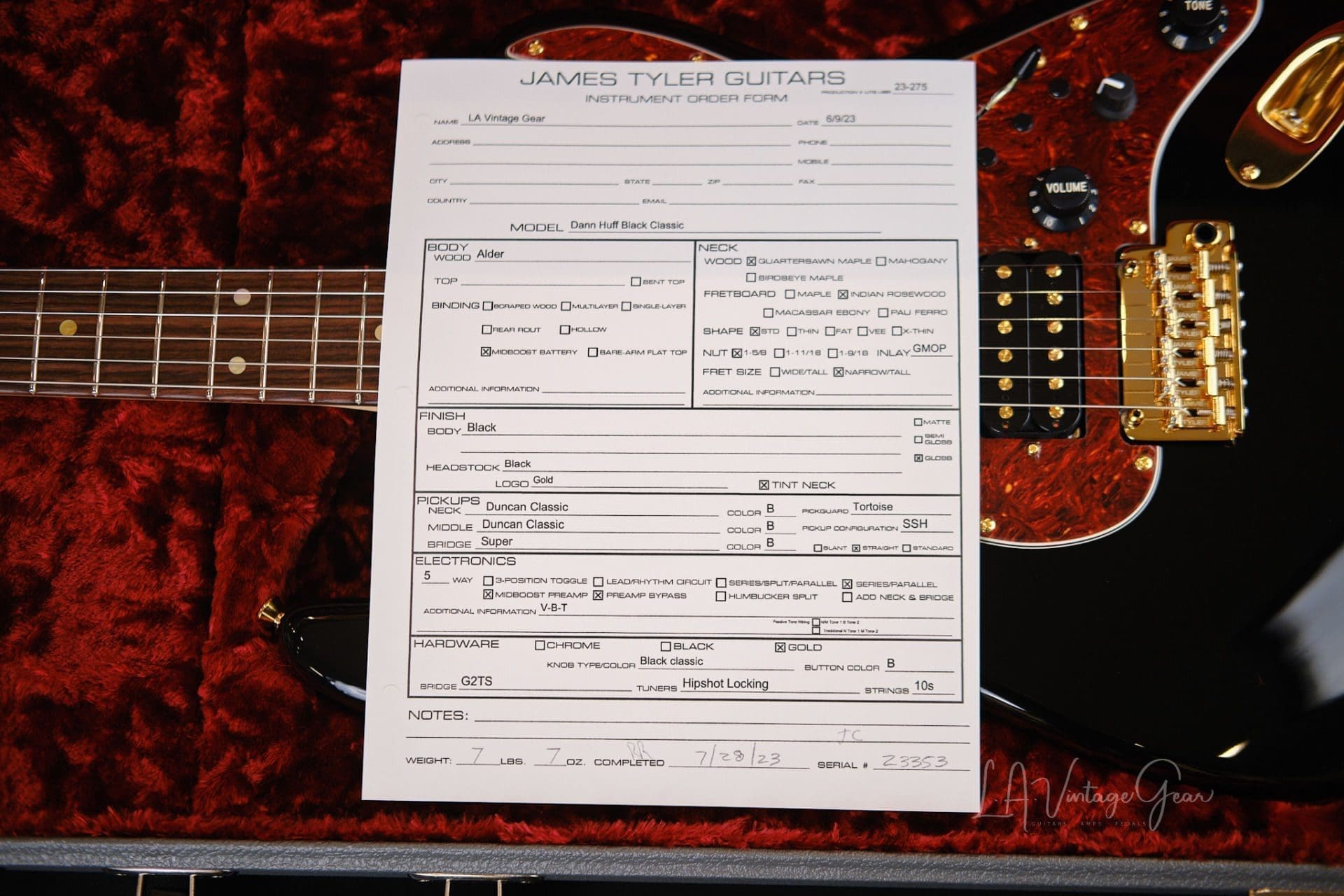 James Tyler S-Style Electric Guitar-New DAN HUFF BLACK CLASSIC in Glossy Finish! - Image 12