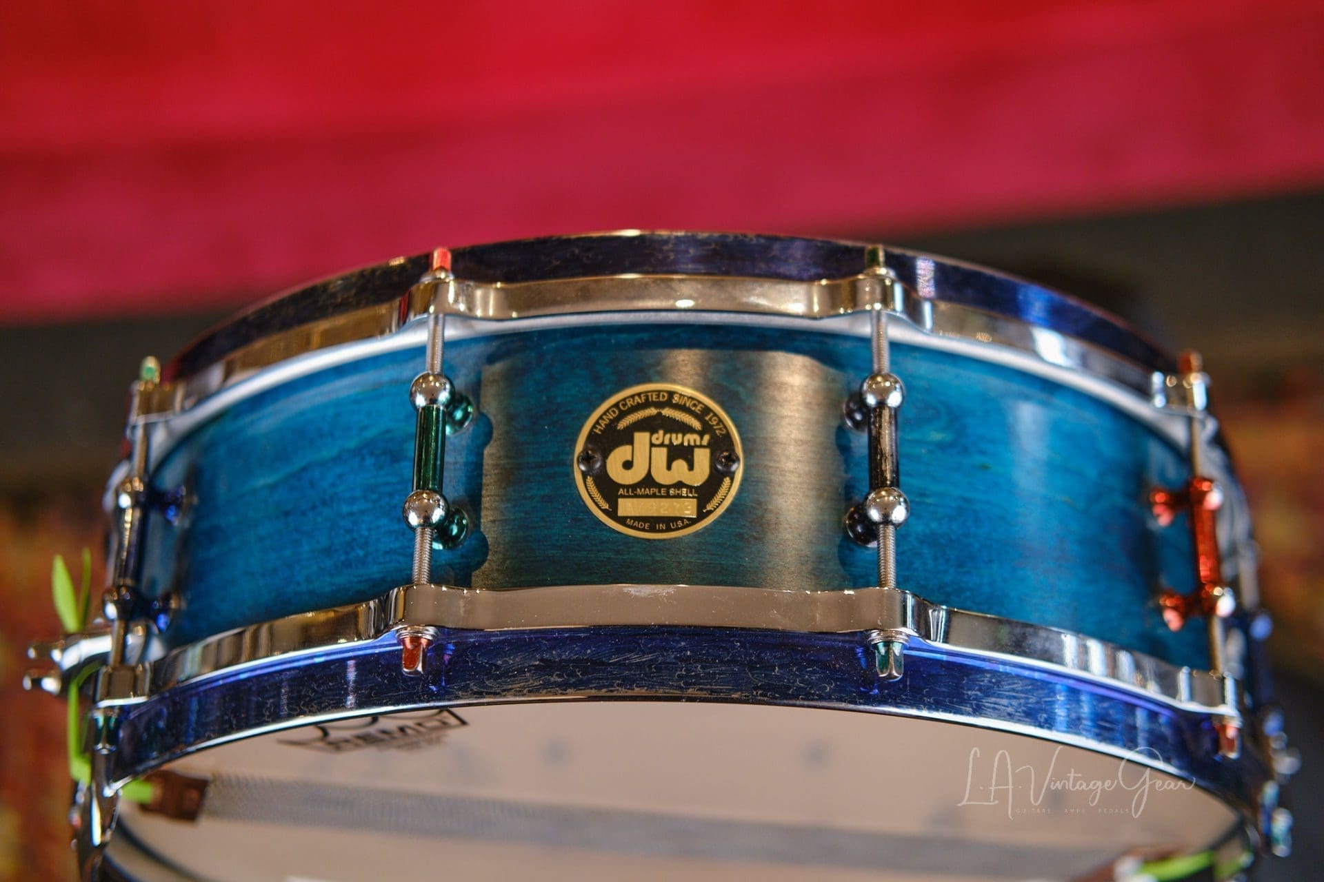 Craviotto DW Wood Snare in Blue 3.5"x14" - Owned by Abe Laboriel Jr! - Image 3