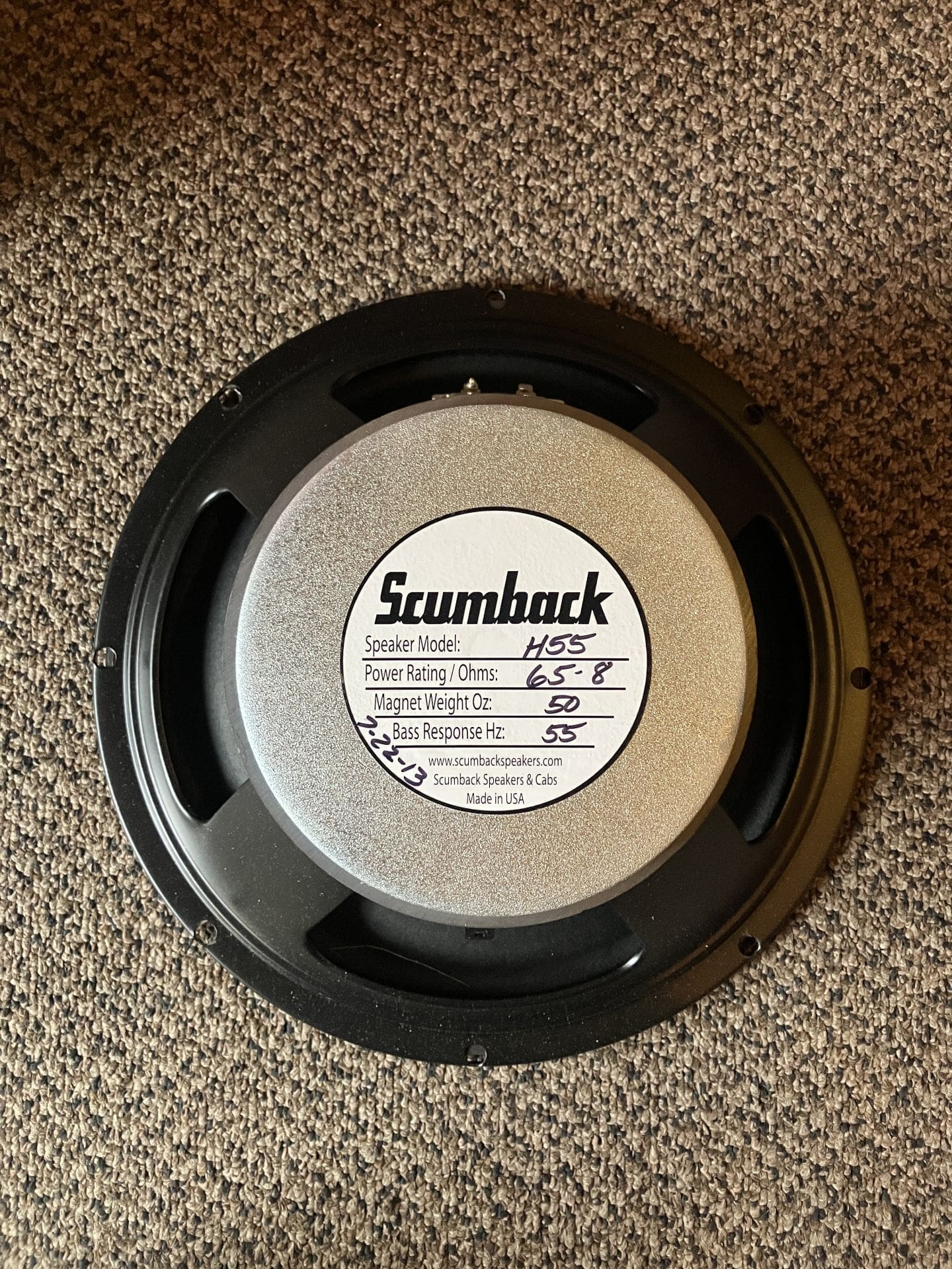 Scumback H55 -- 65 watt 8ohms 12"