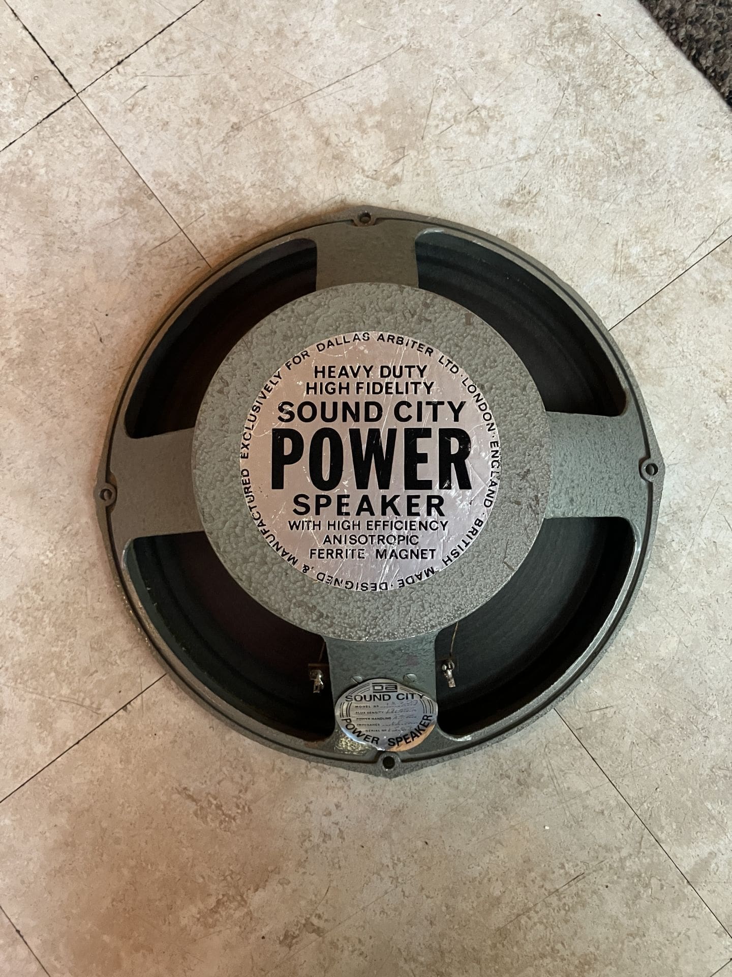 Sound City Fane Speaker -- Model 12287 -- 50 Watts 16ohm 12" 2 of 2