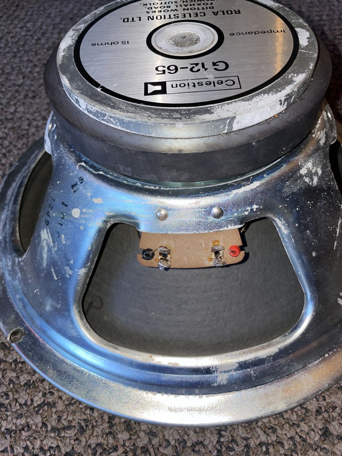 PAIR - 1980s Rola Celestion G12-65 T3054 Speaker 12" / 15 ohm - Image 3