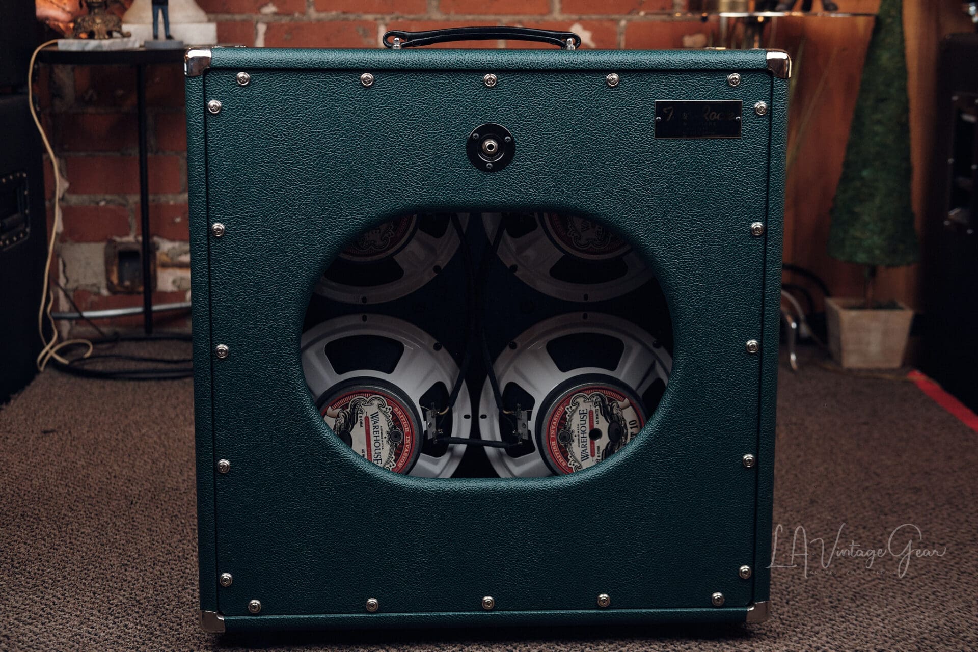 Two Rock Classic Reverb Signature 100W Head and 4x10 Cab - British Racing Green Tolex! - Image 11