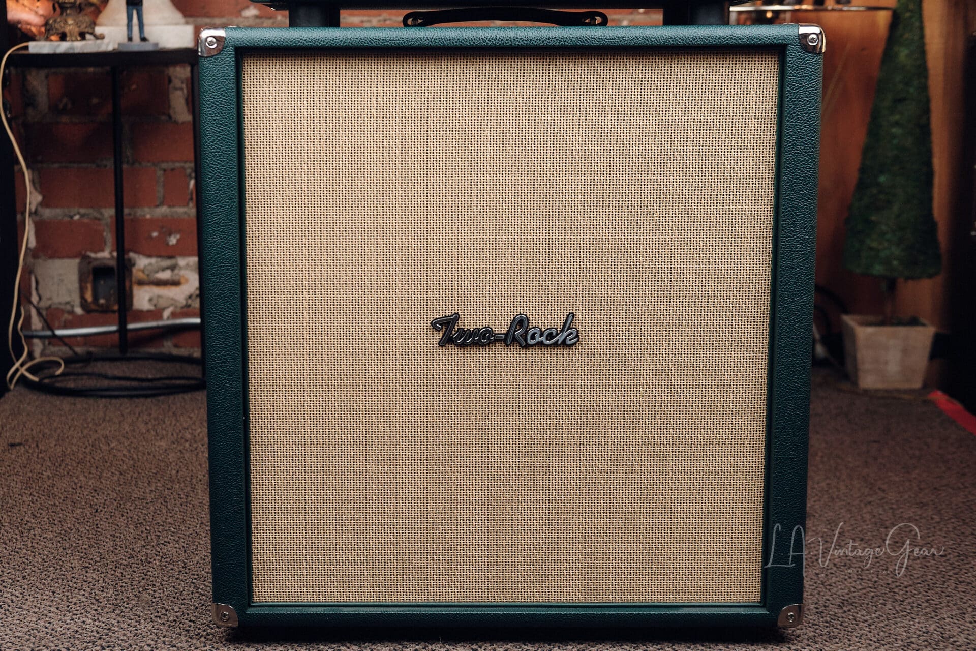 Two Rock Classic Reverb Signature 100W Head and 4x10 Cab - British Racing Green Tolex! - Image 7