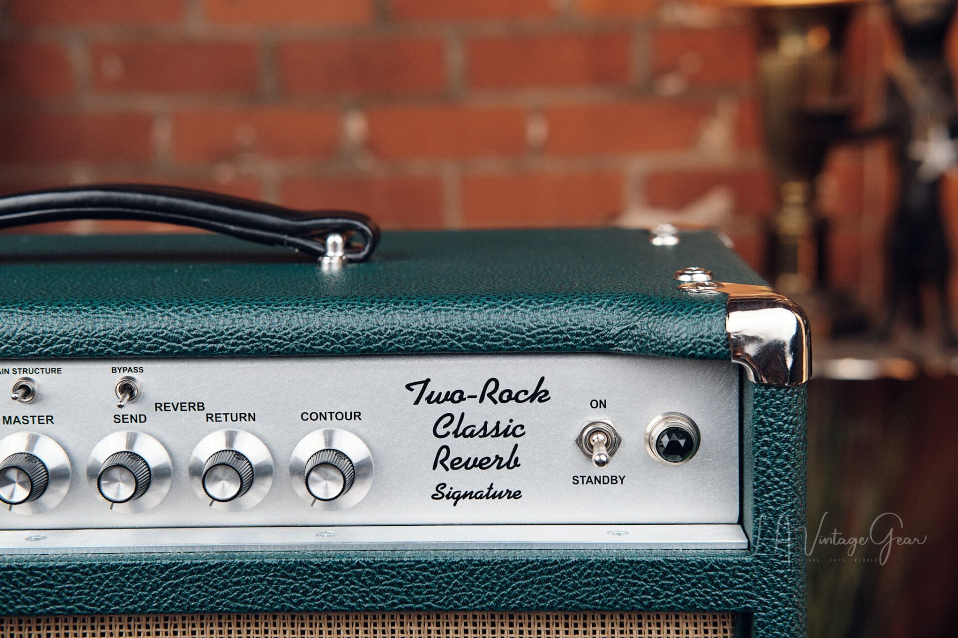 Two Rock Classic Reverb Signature 100W Head and 4x10 Cab - British Racing Green Tolex! - Image 4