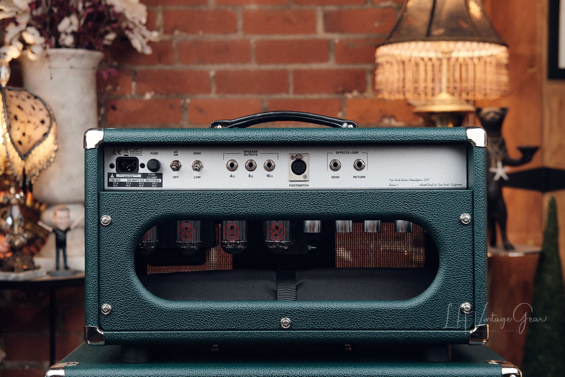 Two Rock Classic Reverb Signature 100W Head and 4x10 Cab - British Racing Green Tolex! - Image 8