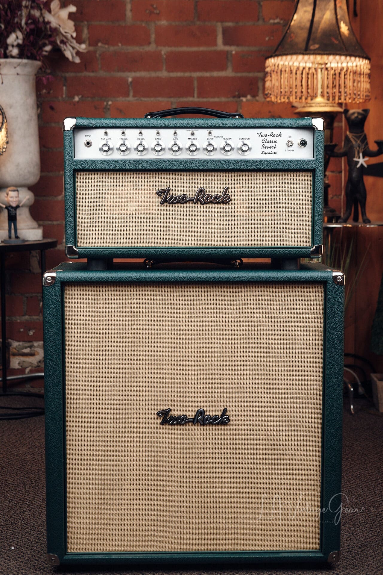 Two Rock Classic Reverb Signature 100W Head and 4x10 Cab - British Racing Green Tolex!