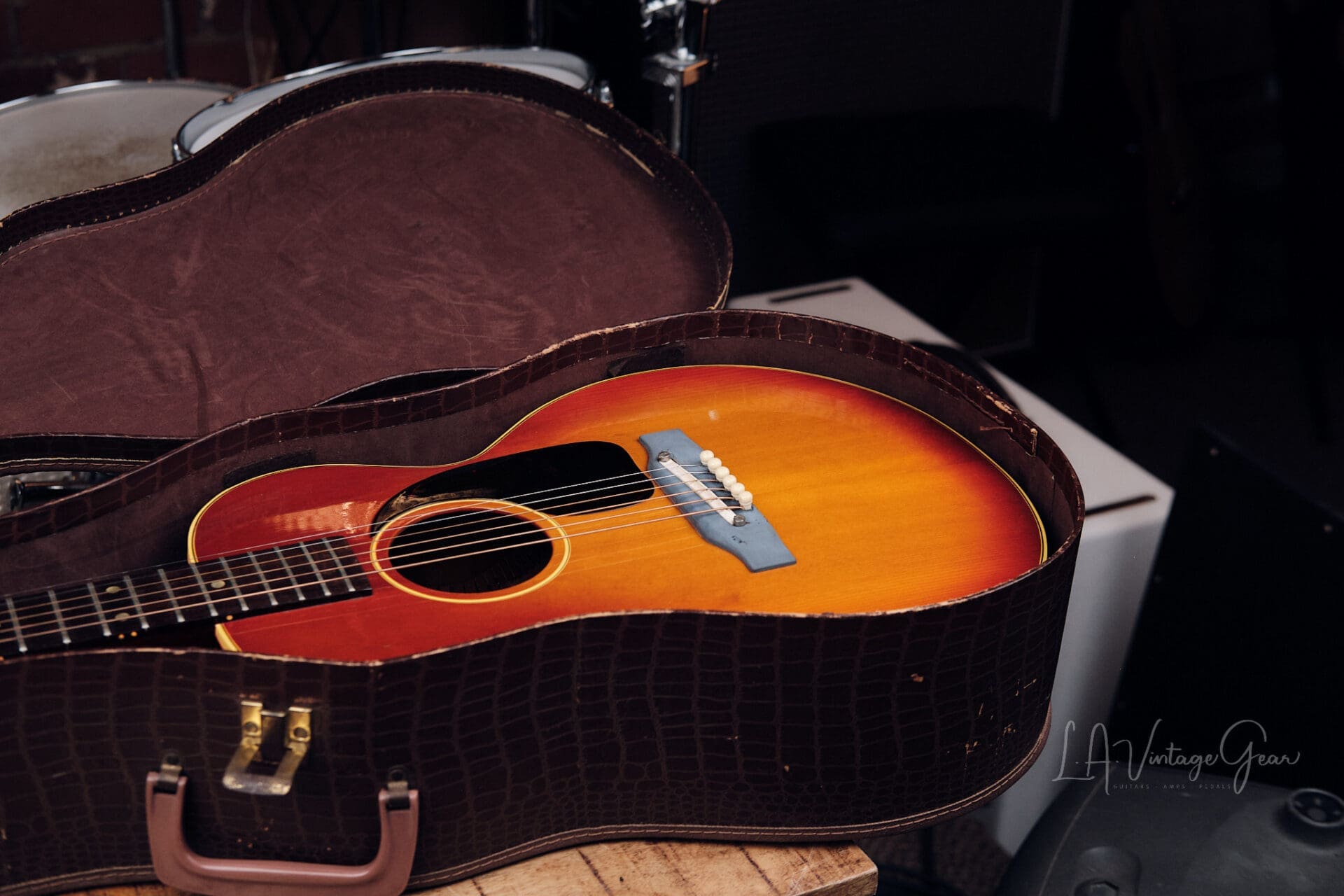 1966 Gibson B-25 3/4 Acoustic Guitar – Sunburst w/ Original Chipboard Case - Image 11