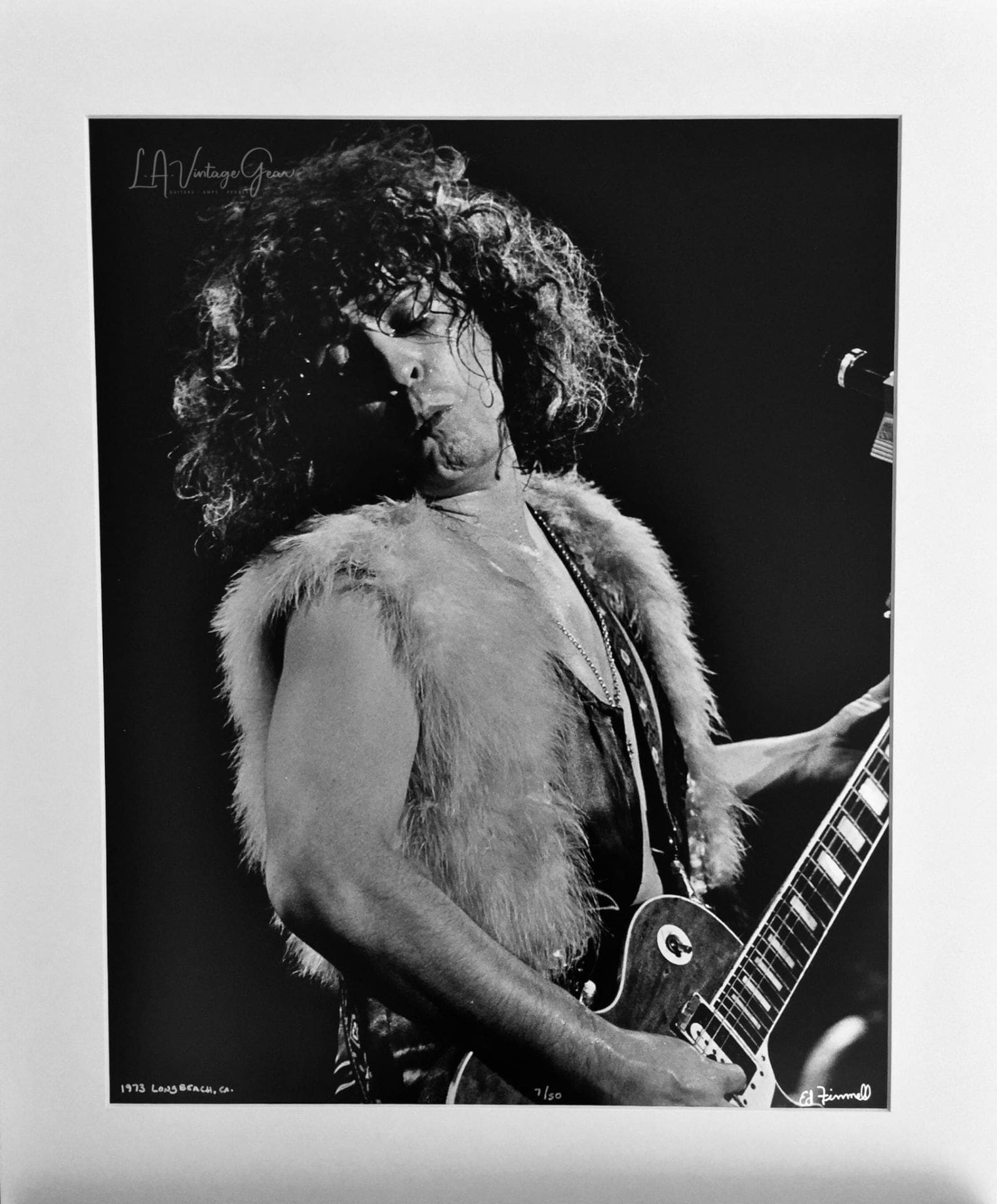 Marc Bolan of T. Rex Summer of 1973 Long Beach Auditorium - Authentic Concert Photo by Ed Finnell - B&W- White Matte 20" x 40"