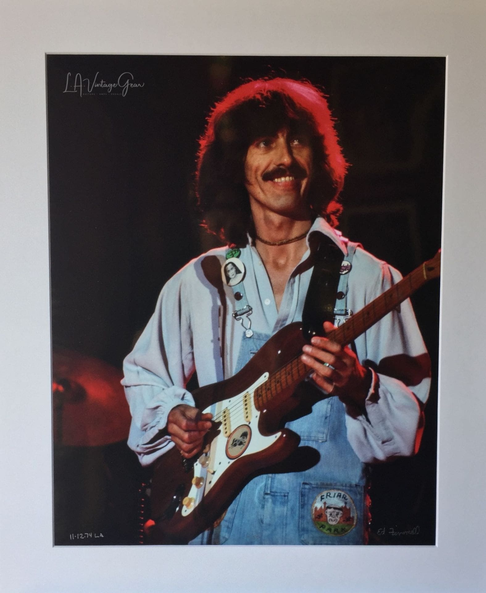 George Harrison Dark Horse Tour L.A. Forum 1974 -Authentic Concert Photo by Ed Finnell - Color - White Matte 20"x40"