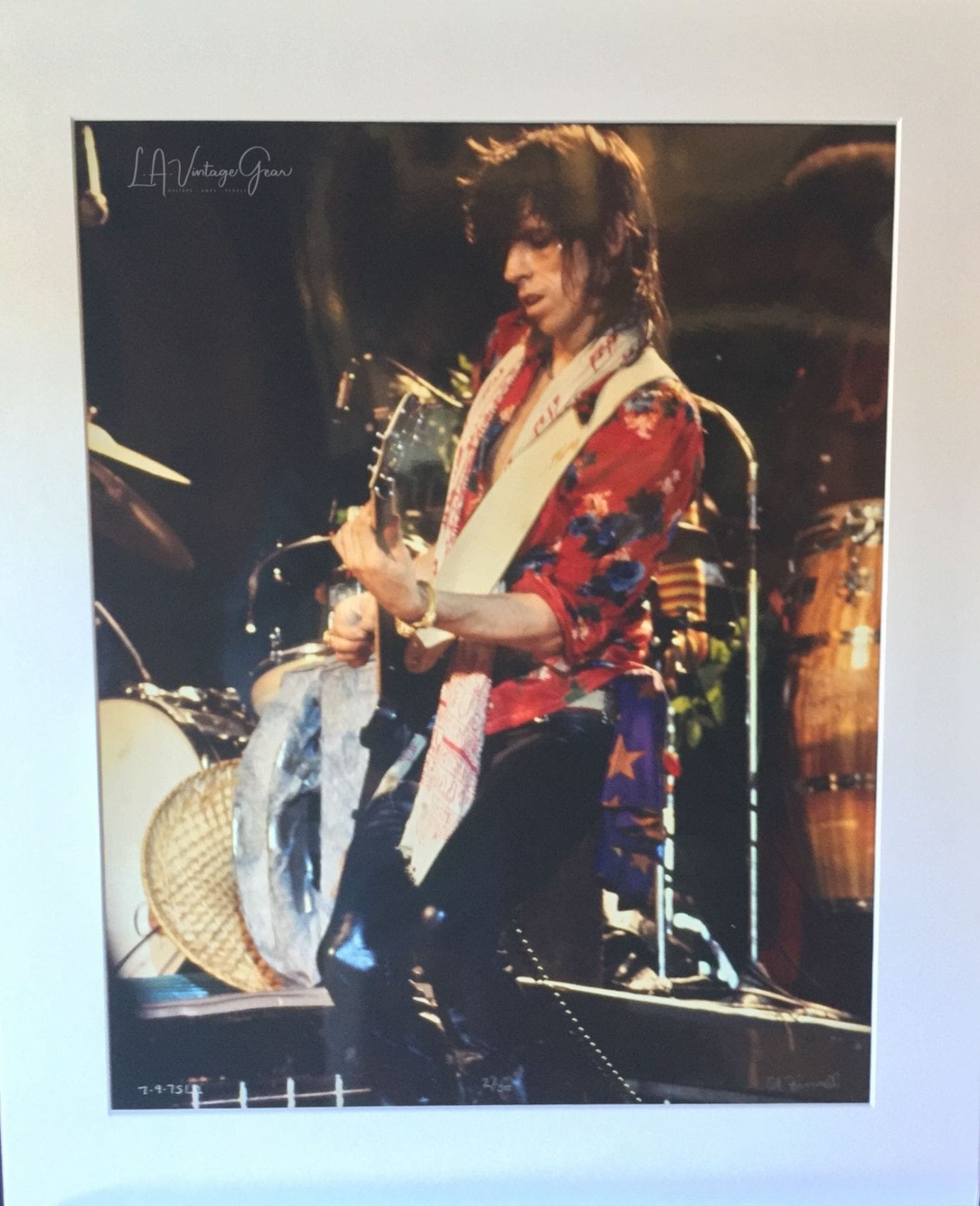 Keith Richards Stones Tour of The Americas L.A. Forum 1975-Authentic Concert Photo by Ed Finnell -White Matte 20"x24"