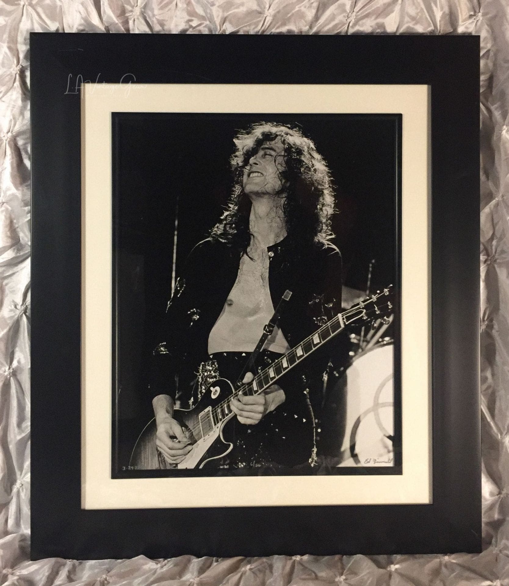 Jimmy Page - Led Zeppelin - Physical Graffiti Tour L.A. Forum March 24, 1975 - FRAMED Authentic Concert Photos by Ed Finnell on 25"x 29"