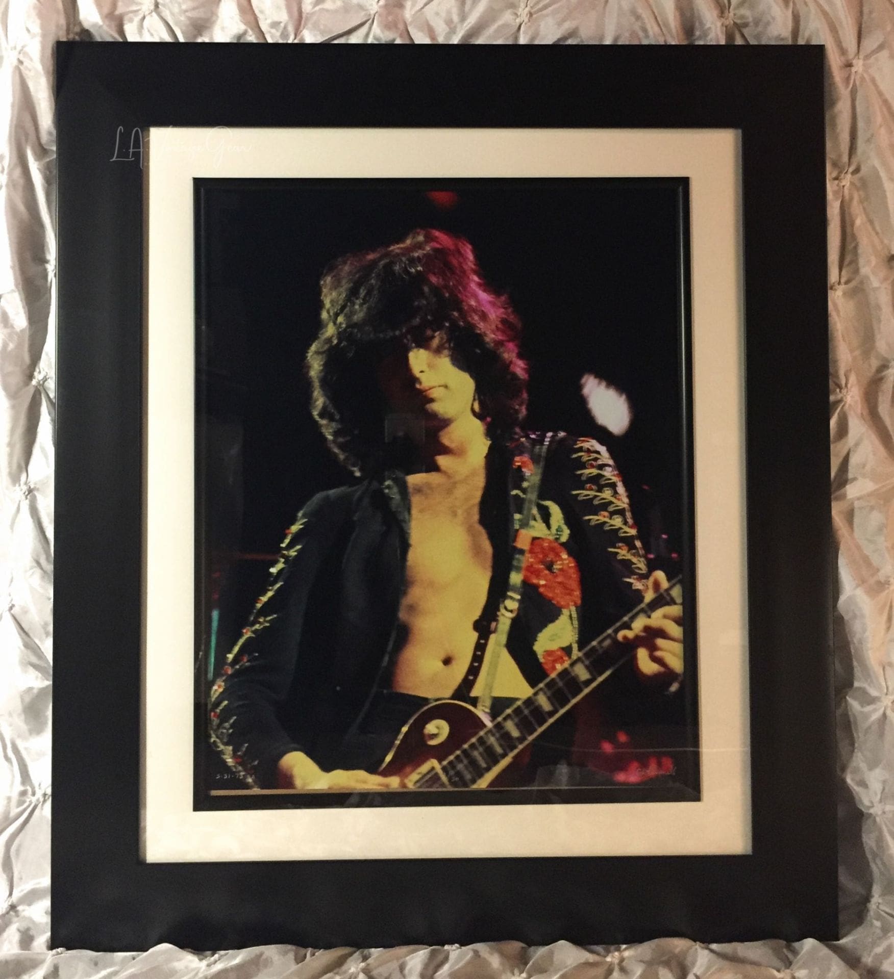 Jimmy Page Houses of The Holy Tour 1973 - FRAMED Authentic Concert Photos by Ed Finnell on 25"x 29"
