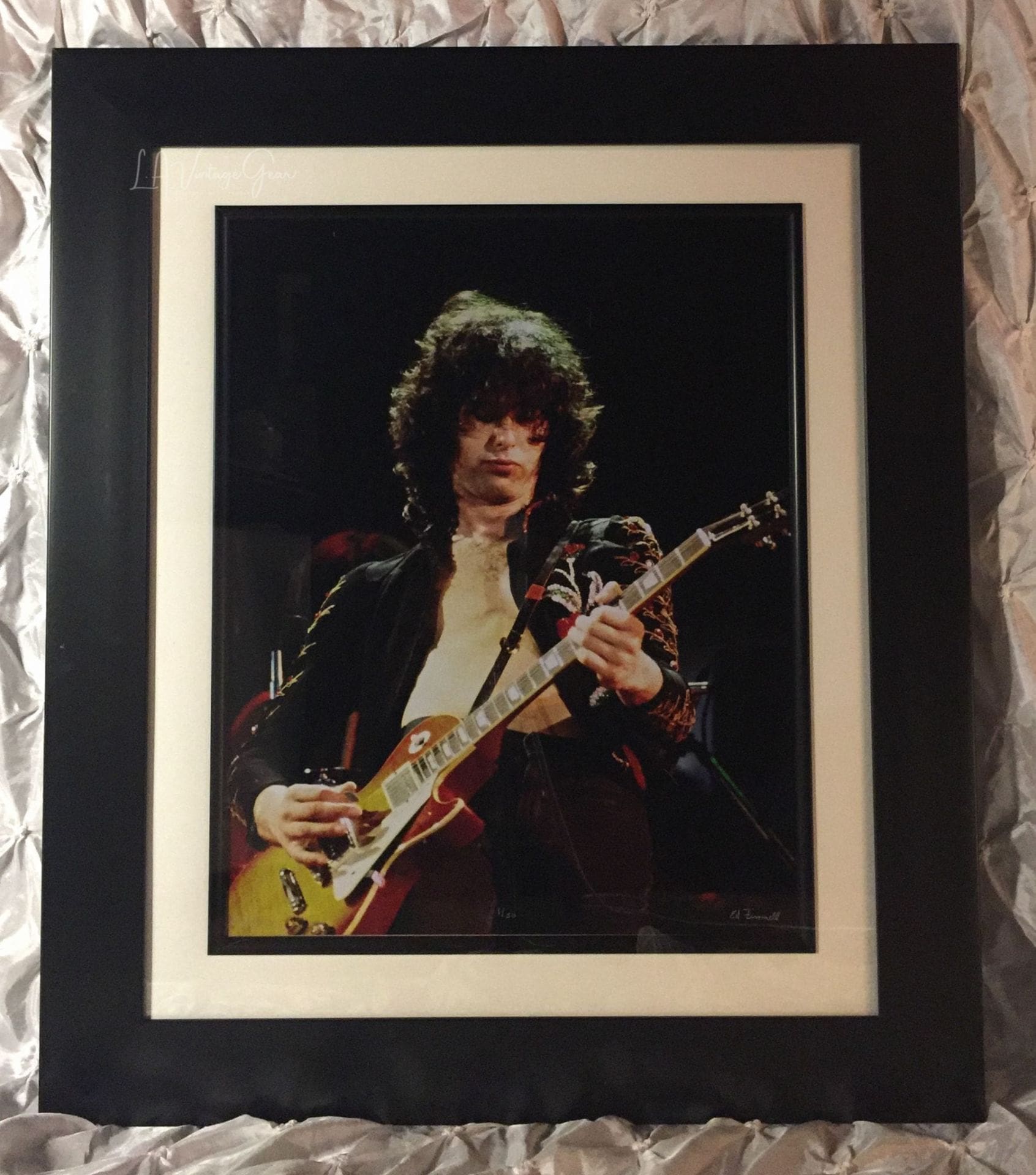 Jimmy Page Physical Graffiti Tour 1973 - L.A. Forum - FRAMED Authentic Concert Photos by Ed Finnell on 25"x 29"