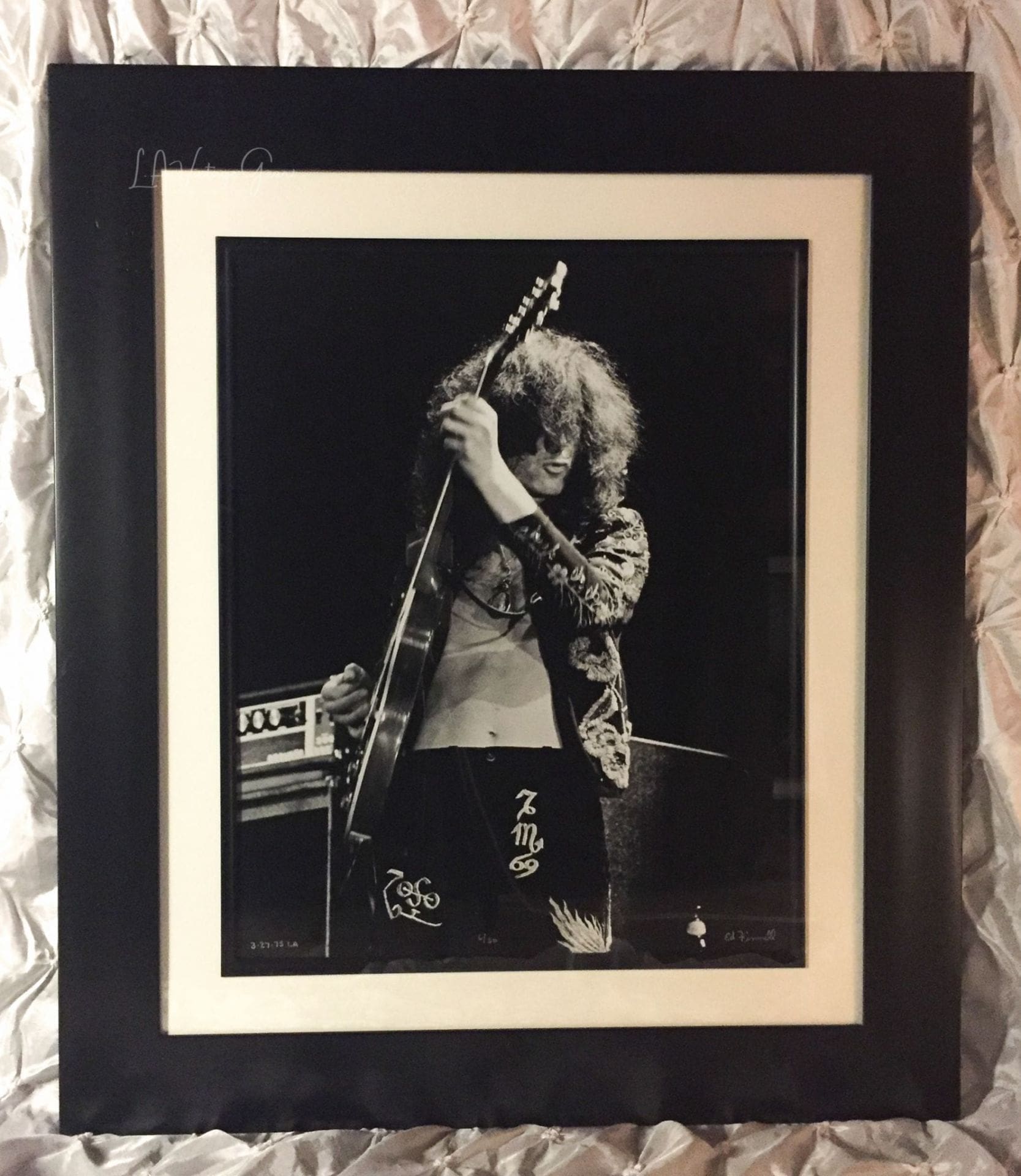 Jimmy Page Physical Graffiti Tour March 27th, 1975- L.A. Forum - FRAMED Authentic Concert Photos by Ed Finnell on 25"x 29"