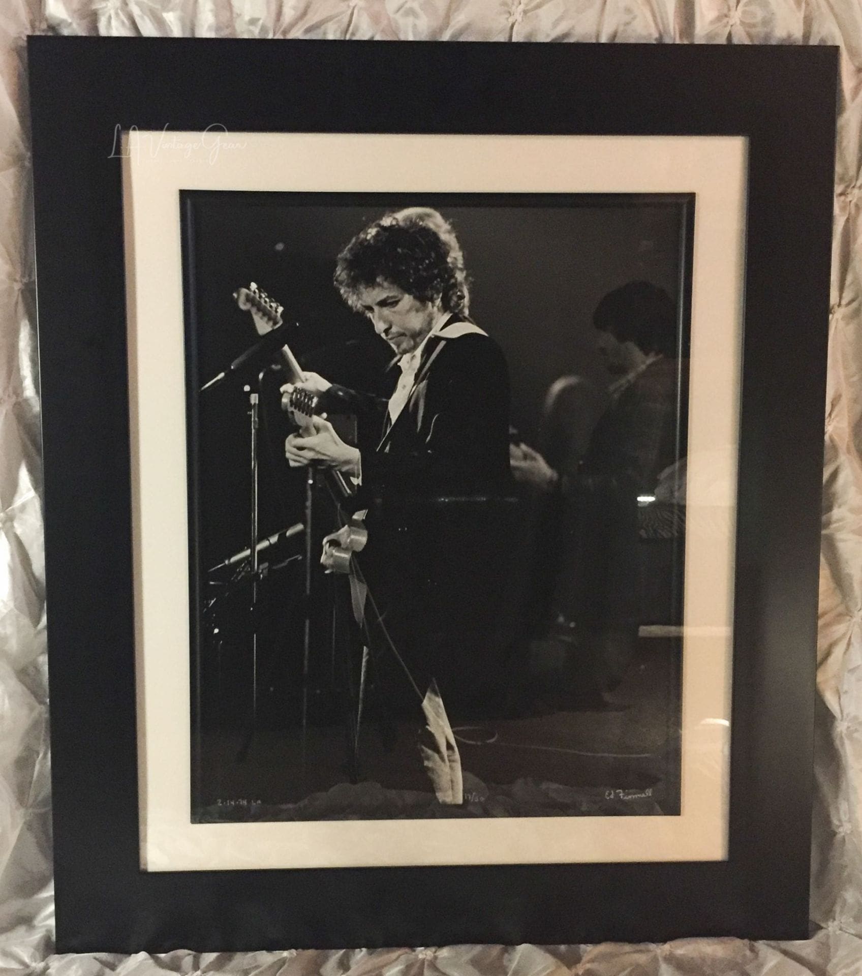(SOLD) Bob Dylan & Rick Danko - Dylan & The Band Blood On The Tracks Tour - L.A. Forum February 14, 1974 - FRAMED Authentic Concert Photo by Ed Finnell on 25"x29"