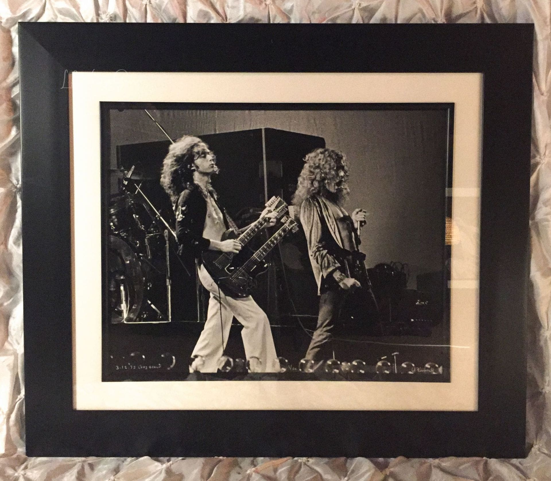 Jimmy Page & Robert Plant - Led Zeppelin Physical Graffiti Tour - Long Beach Arena March 12, 1975 - FRAMED Authentic Concert Photo by Ed Finnell on 25"x29"