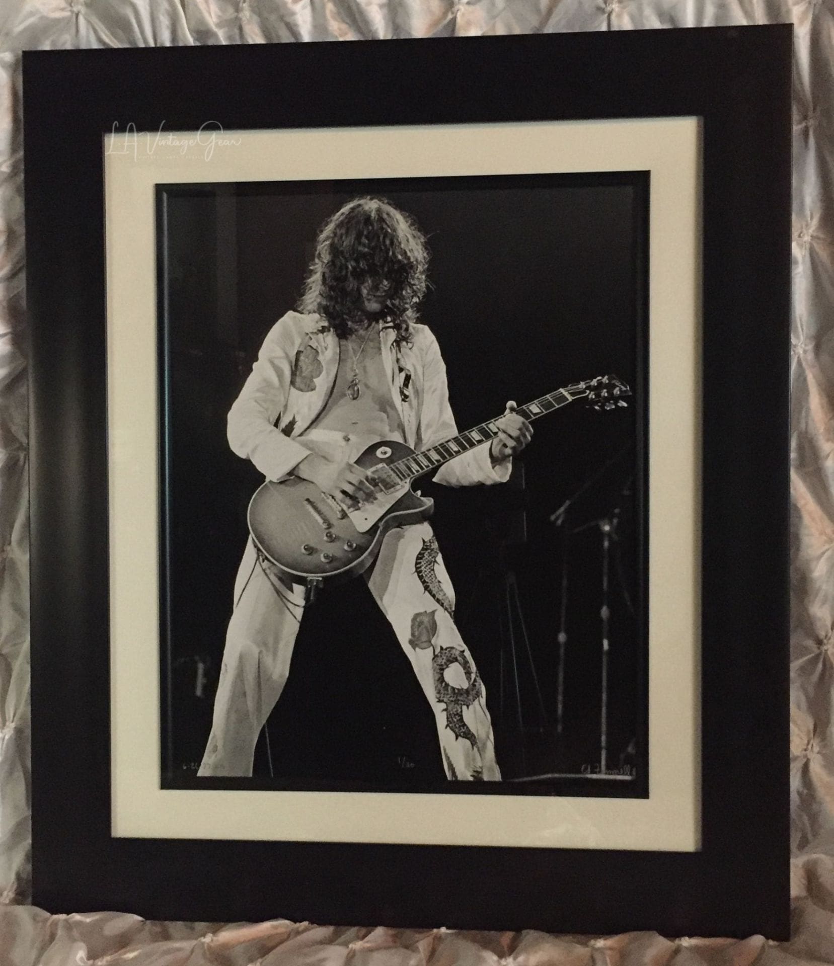 Jimmy Page - Led Zeppelin Presence Tour - June 26, 1977 - FRAMED Authentic Concert Photo by Ed Finnell on 25"x29"
