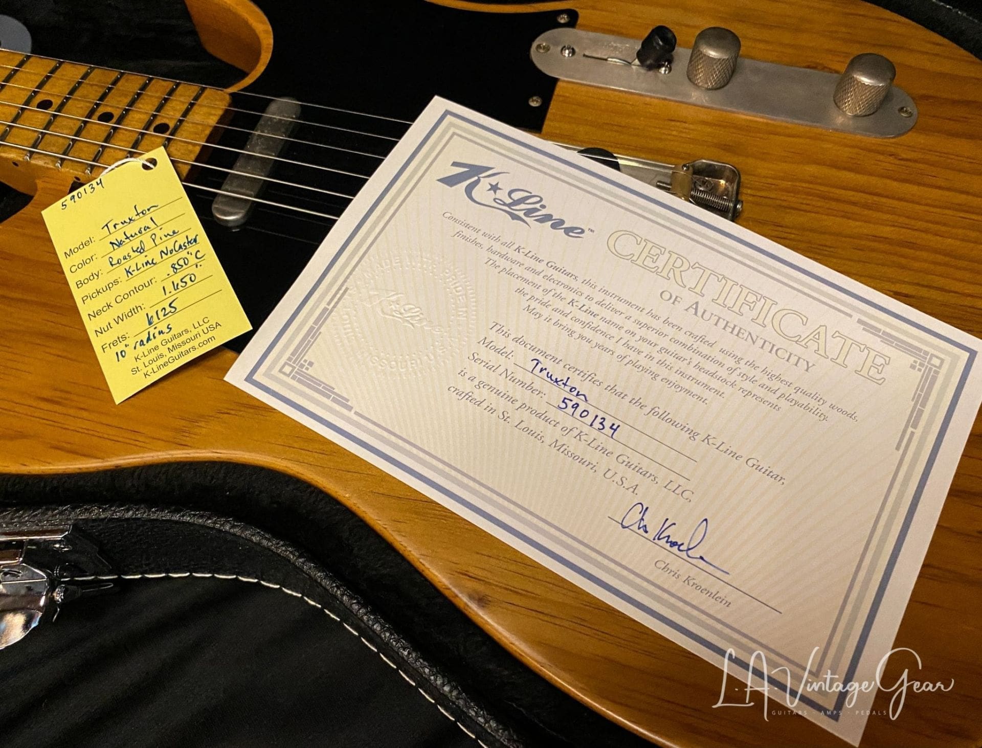 (SOLD) K-Line Truxton Black Guard 'NoCaster' T -Style Electric Guitar with a Roasted Pine Body - Image 16