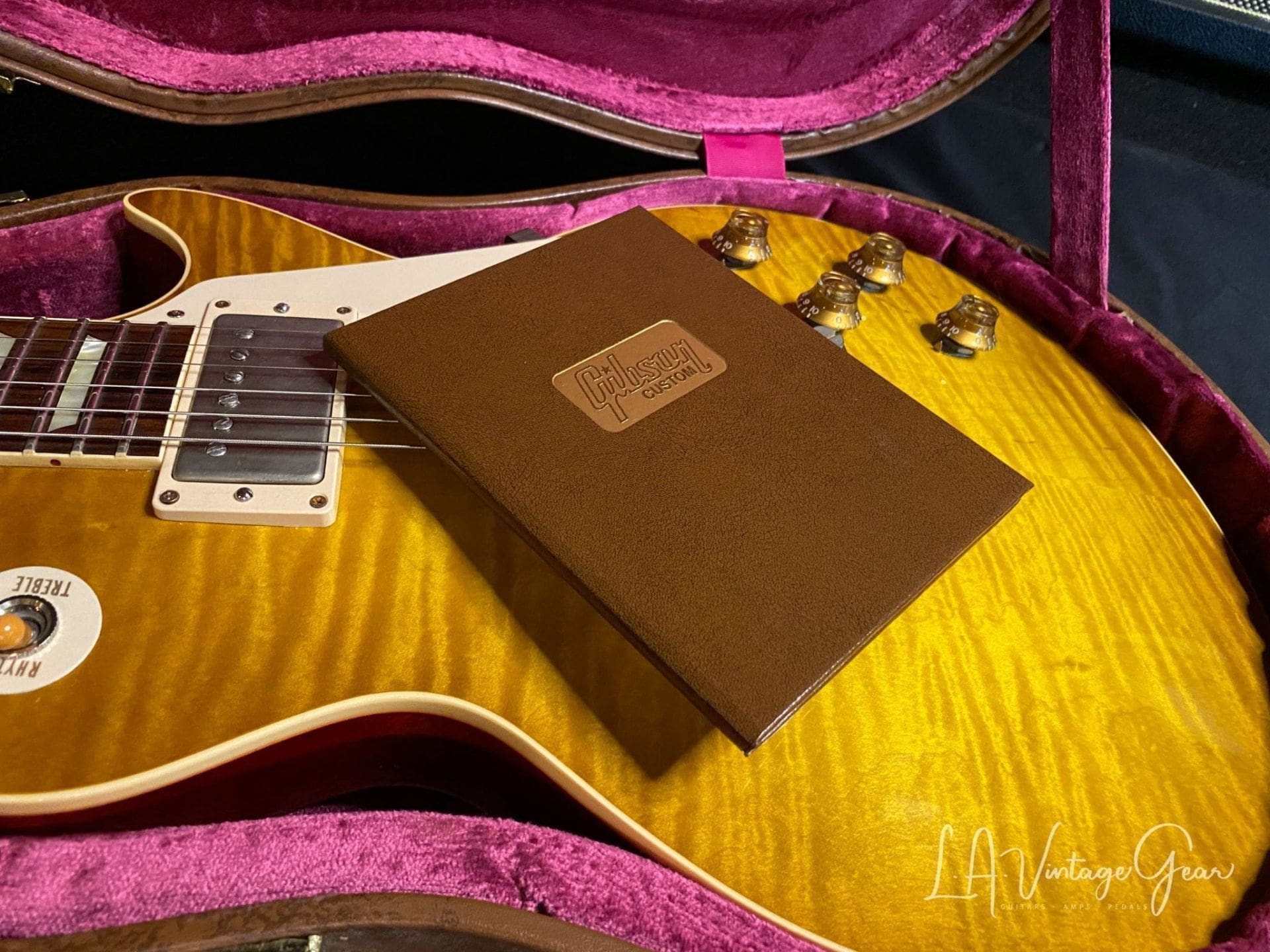 Gibson '59 Reissue Les Paul Custom VOS Electric Guitar 2014 Sunrise Tea Burst Flame Top - Image 19