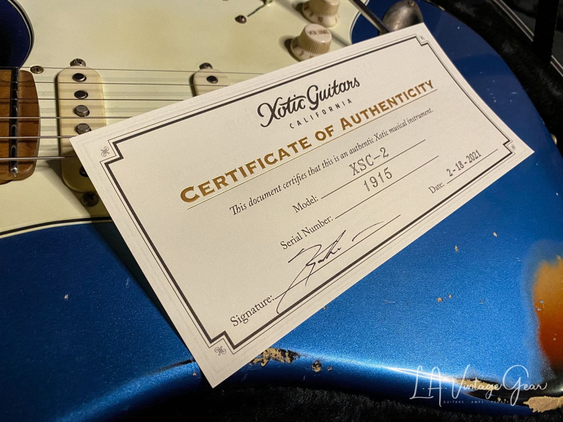 Xotic S-Style Electric Guitar XSC-2 in Lake Placid Blue over a 3T 'Burst #1915 - Image 17