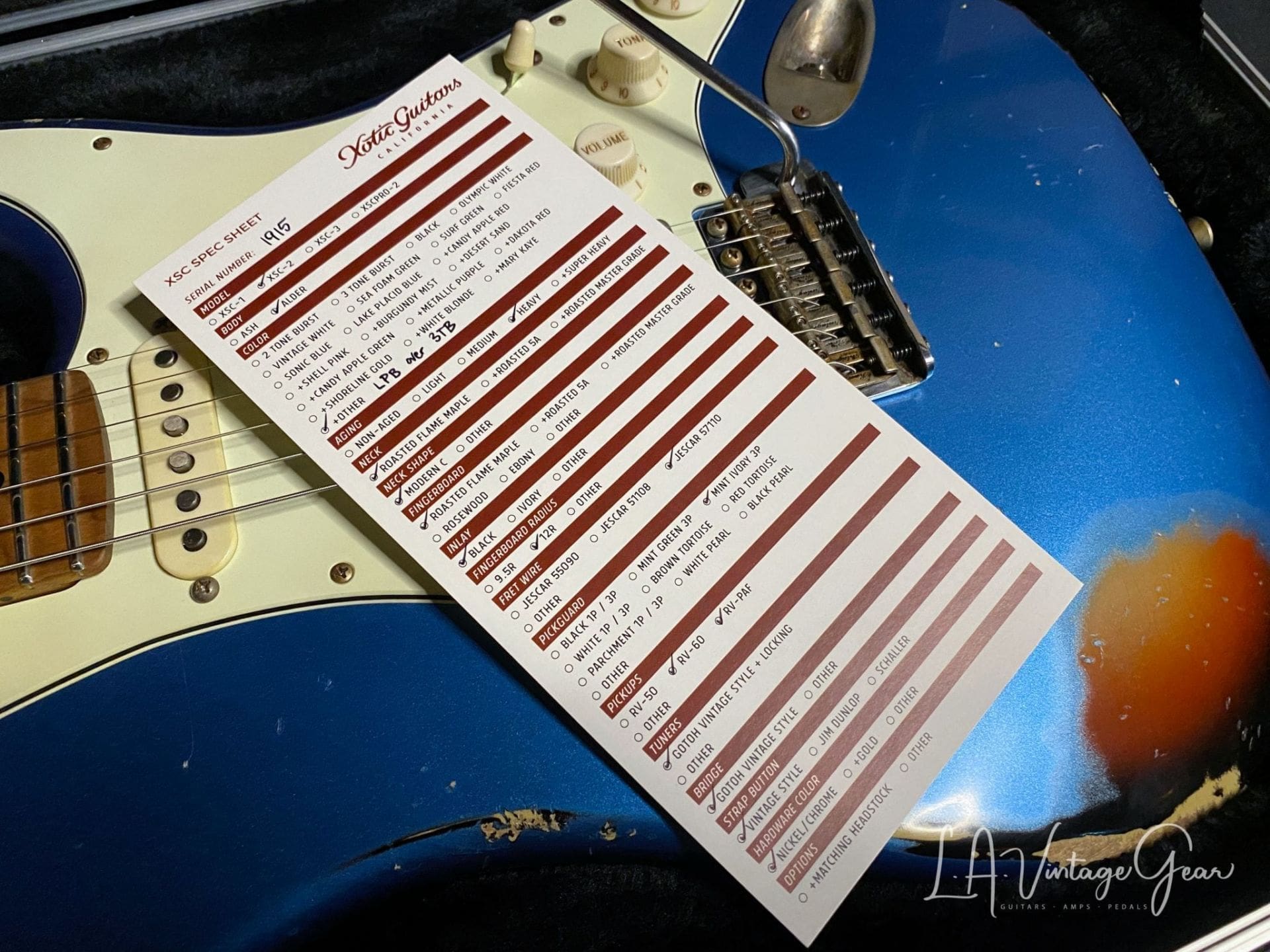 Xotic S-Style Electric Guitar XSC-2 in Lake Placid Blue over a 3T 'Burst #1915 - Image 16