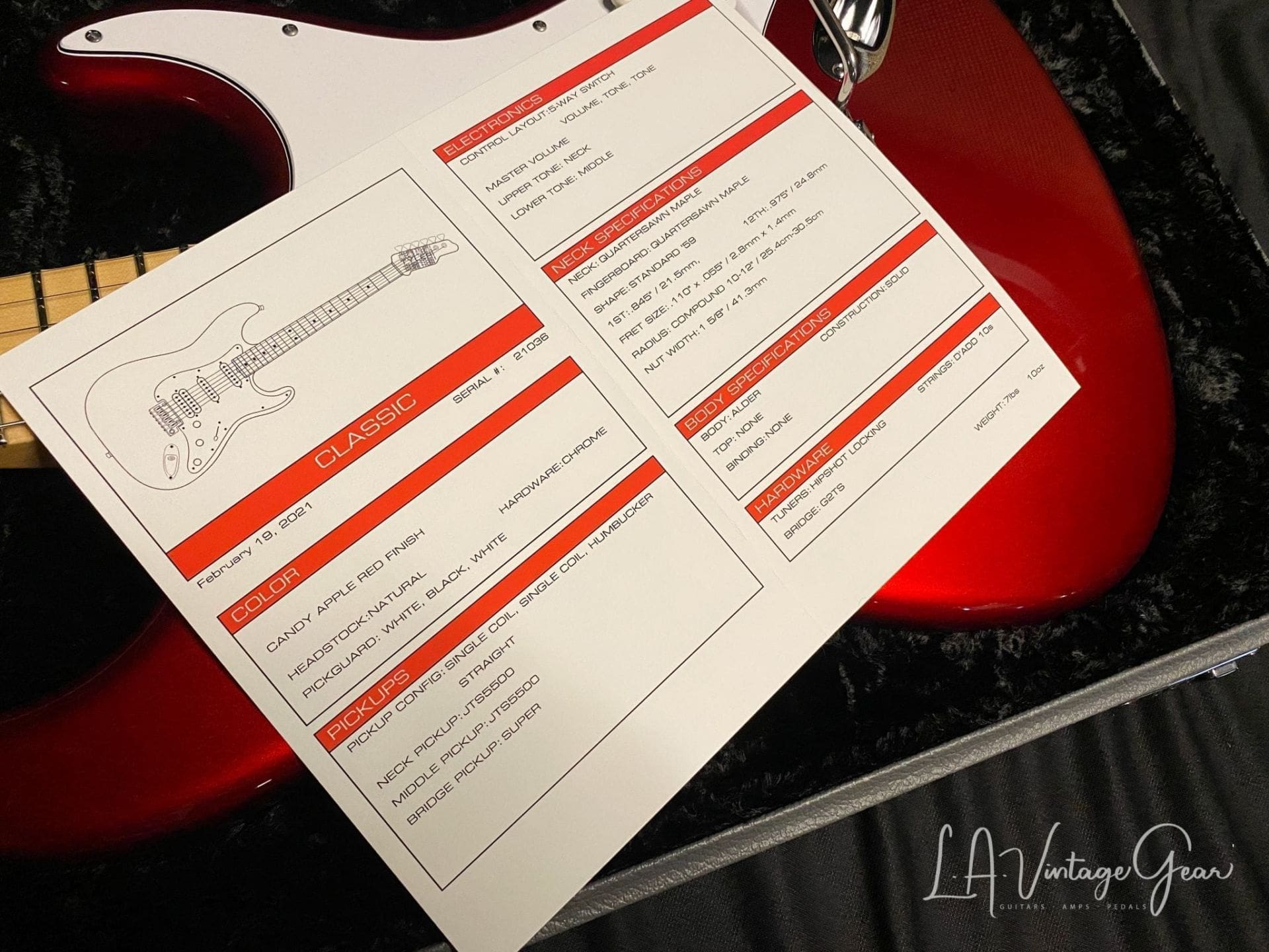 (SOLD) Tyler Classic Electric Guitar in Candy Apple Red - SSH Pickup Configuration - Image 20