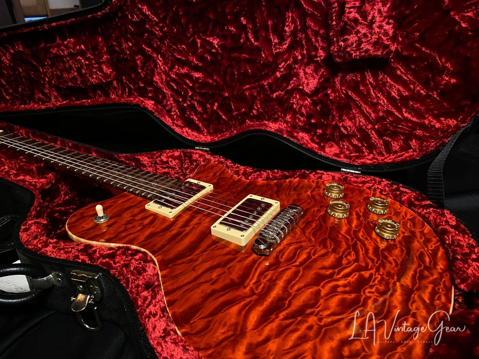 Grosh Set Neck Electric Guitar in a Deep 6120 Orange Finish - Image 20
