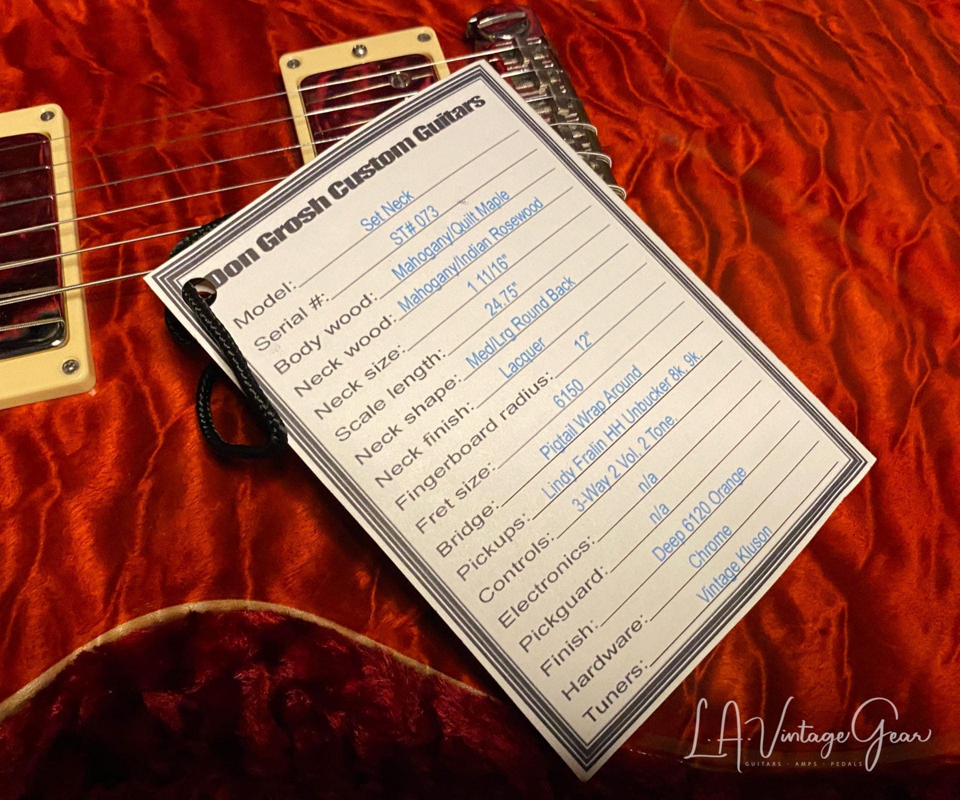 Grosh Set Neck Electric Guitar in a Deep 6120 Orange Finish - Image 19
