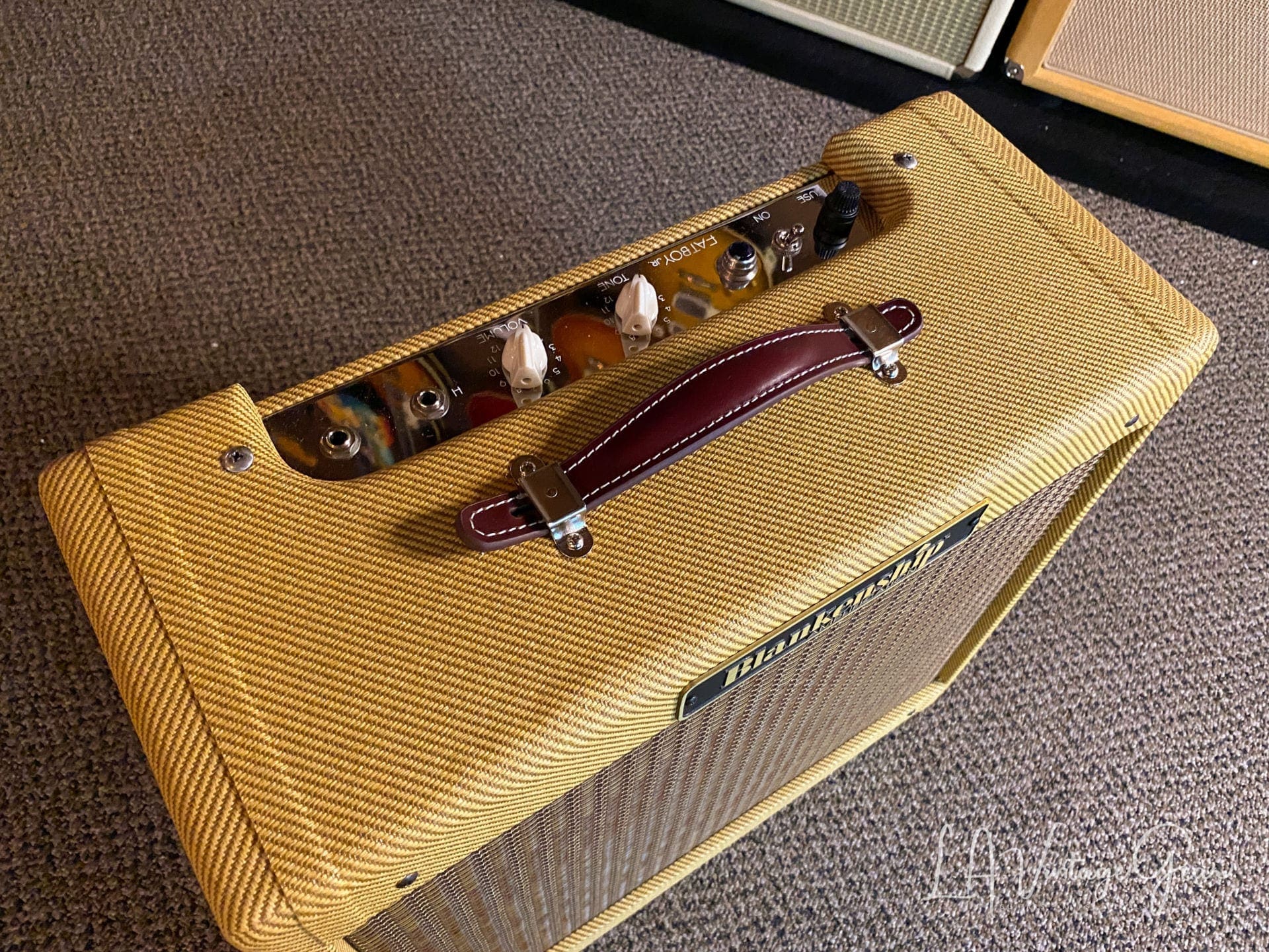 Blankenship Fat Boy Jr. 9 Watt Tweed Guitar Amp with Gold Alnico 10" Spkr with White Knobs - Image 3