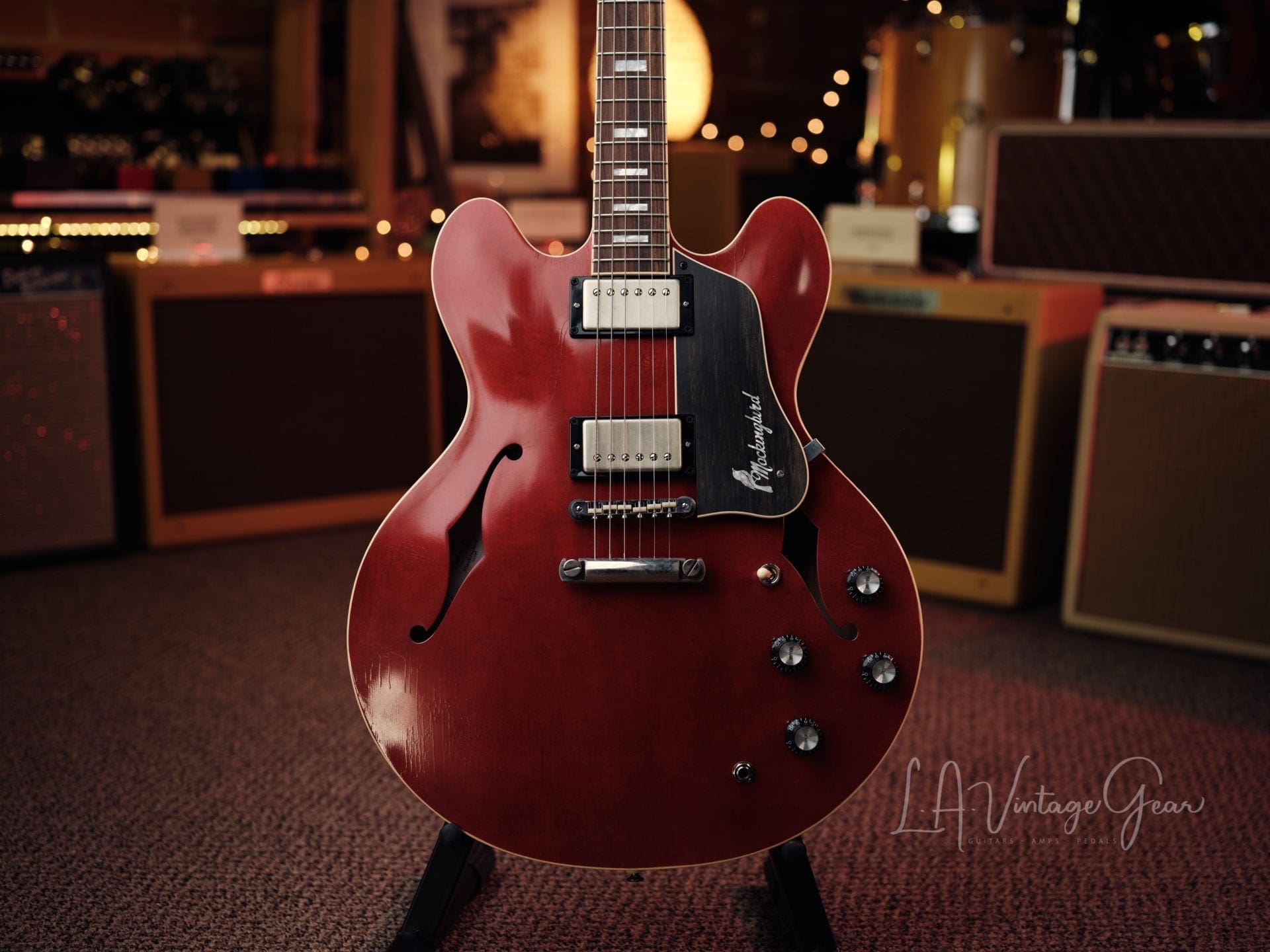 Josh Williams Mockingbird Electric Guitar-Cherry Finish with Small Block Inlays- JWGM 127 - Image 3
