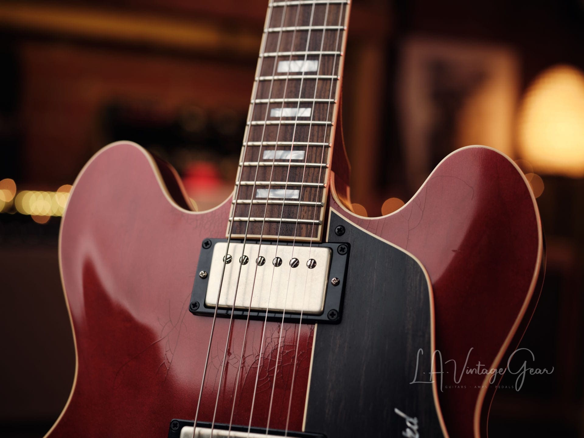 Josh Williams Mockingbird Electric Guitar-Cherry Finish with Small Block Inlays- JWGM 127 - Image 4
