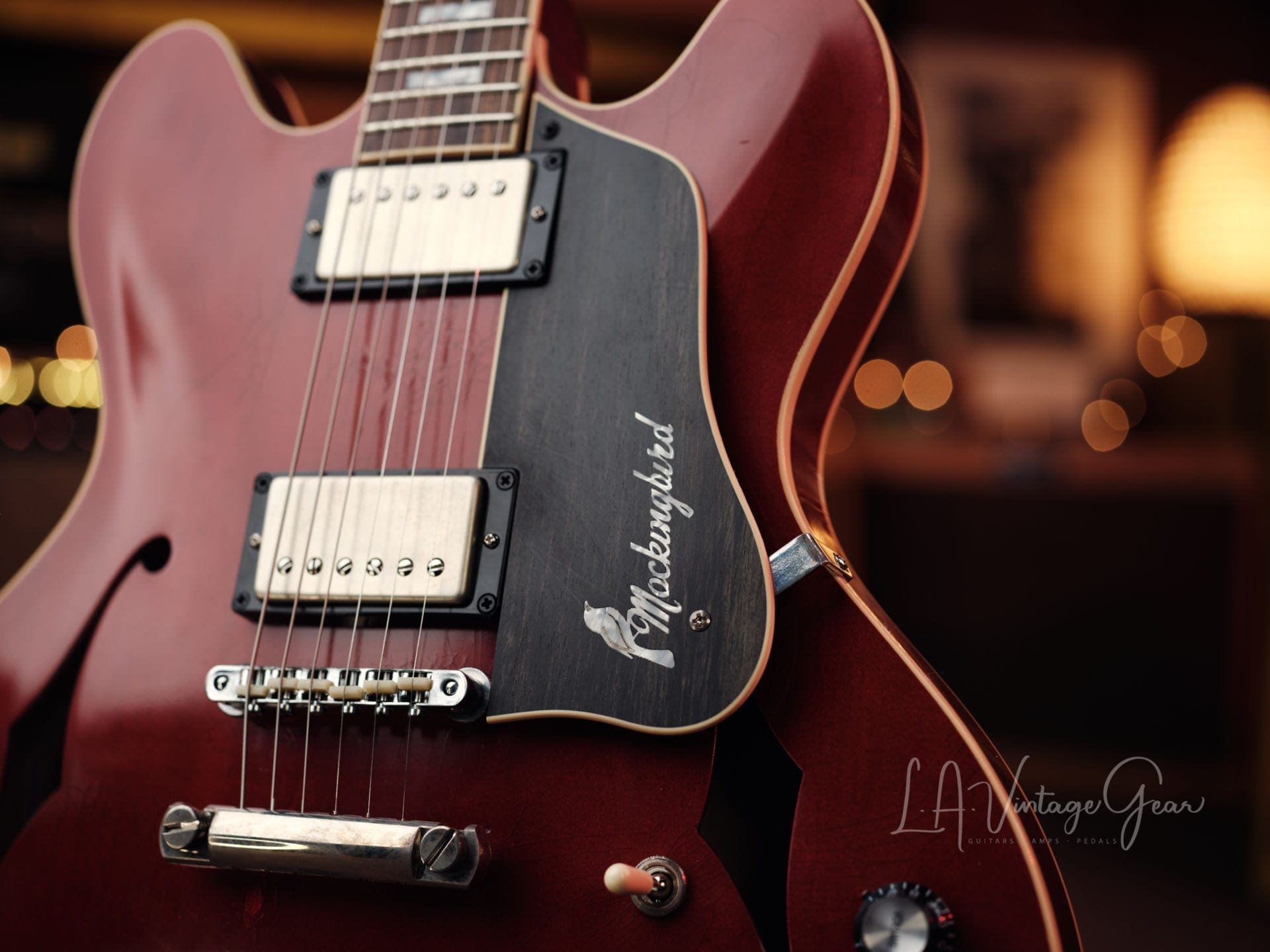 Josh Williams Mockingbird Electric Guitar-Cherry Finish with Small Block Inlays- JWGM 127 - Image 5