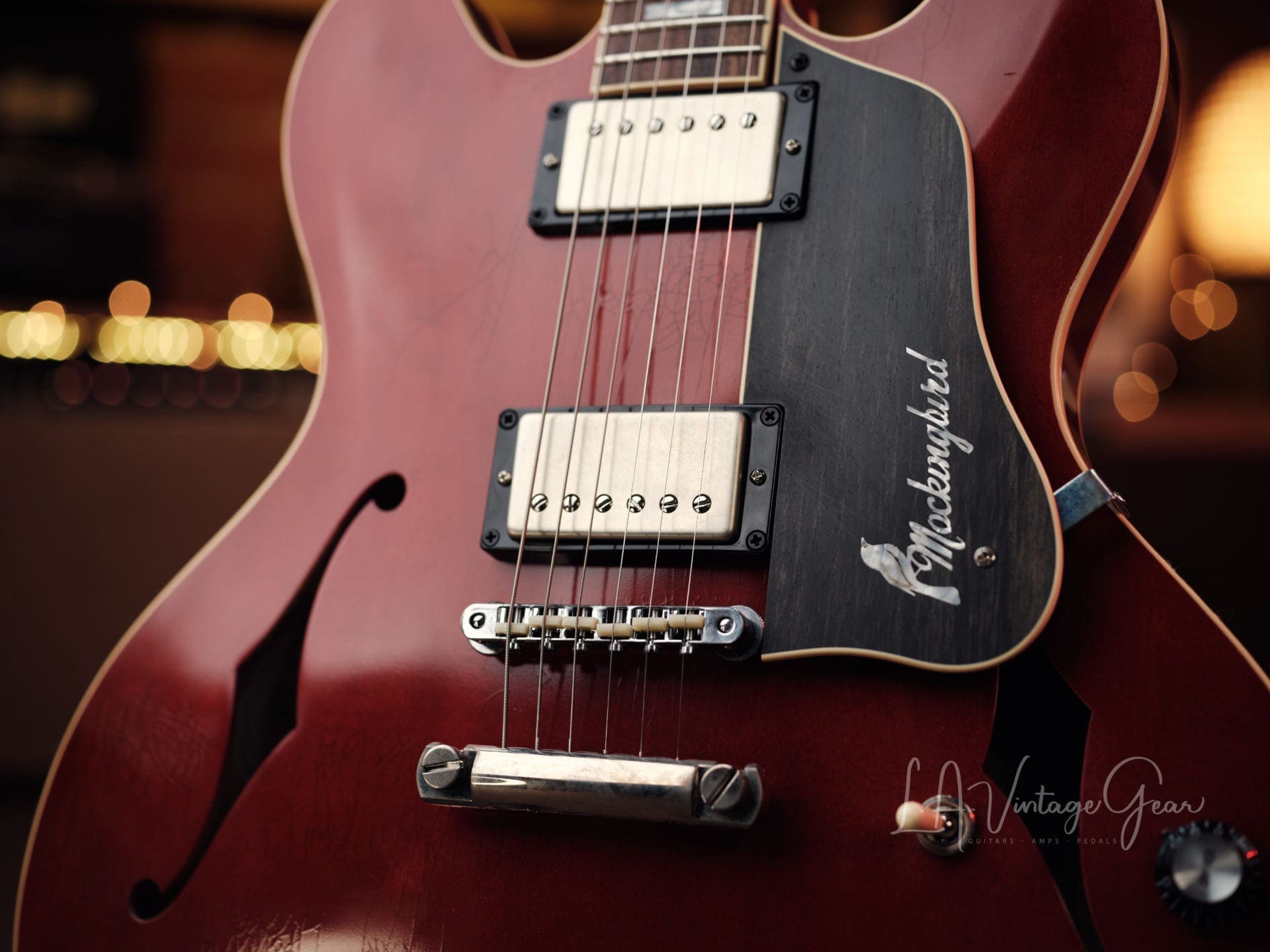 Josh Williams Mockingbird Electric Guitar-Cherry Finish with Small Block Inlays- JWGM 127 - Image 7