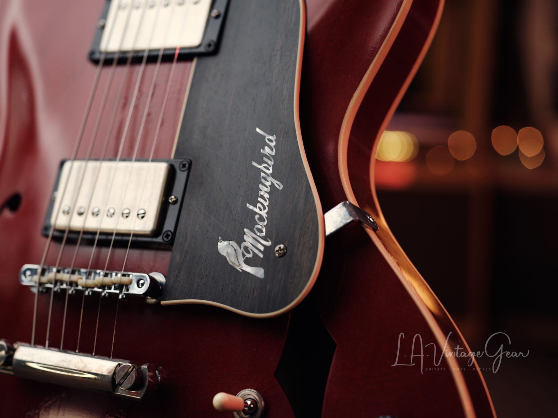 Josh Williams Mockingbird Electric Guitar-Cherry Finish with Small Block Inlays- JWGM 127 - Image 9