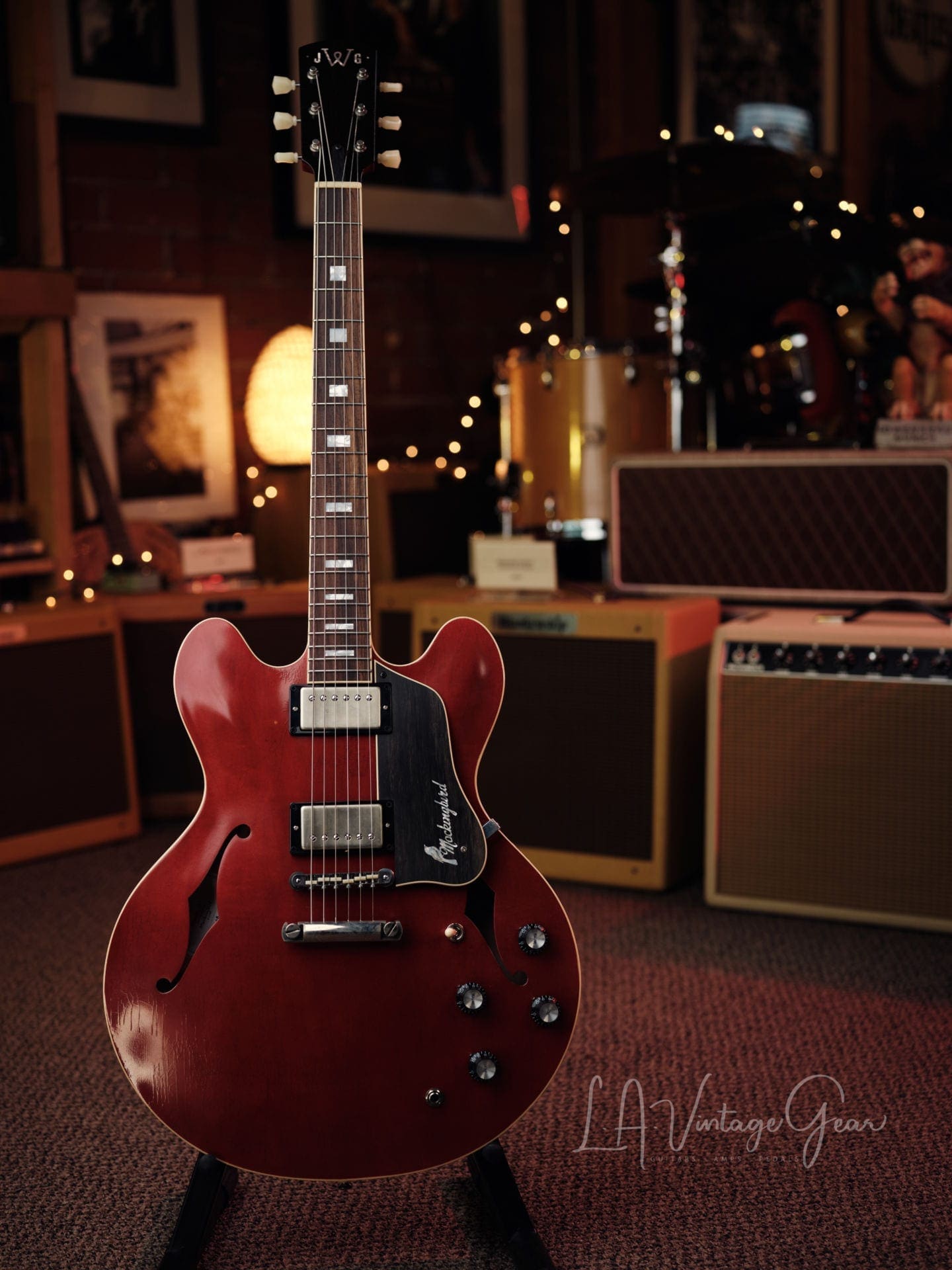 Josh Williams Mockingbird Electric Guitar-Cherry Finish with Small Block Inlays- JWGM 127