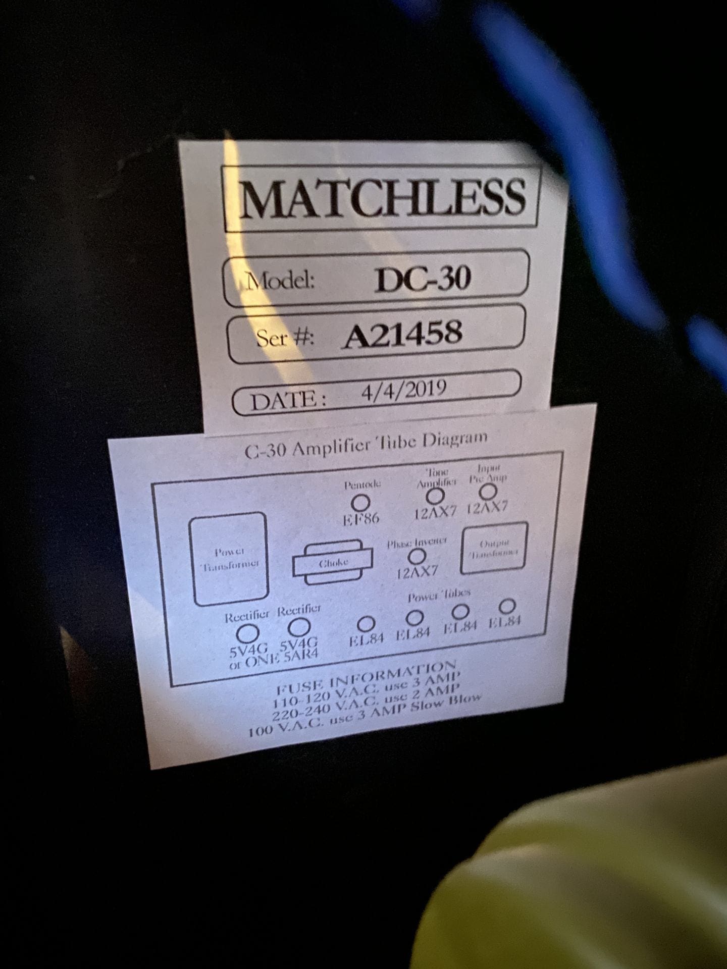 Matchless DC-30 Combo Guitar Amplifier in Black Tolex (2019) - Studio Used Only - Great Amp - Image 11