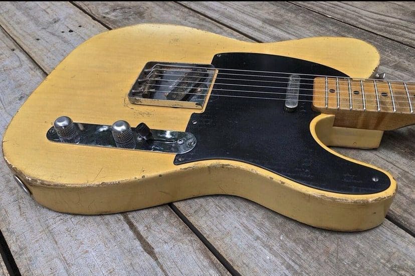Danocaster Single Cut Butterscotch Blackguard Electric Guitar - One Piece Ash Body & Budz A3 Pickups! - Image 4
